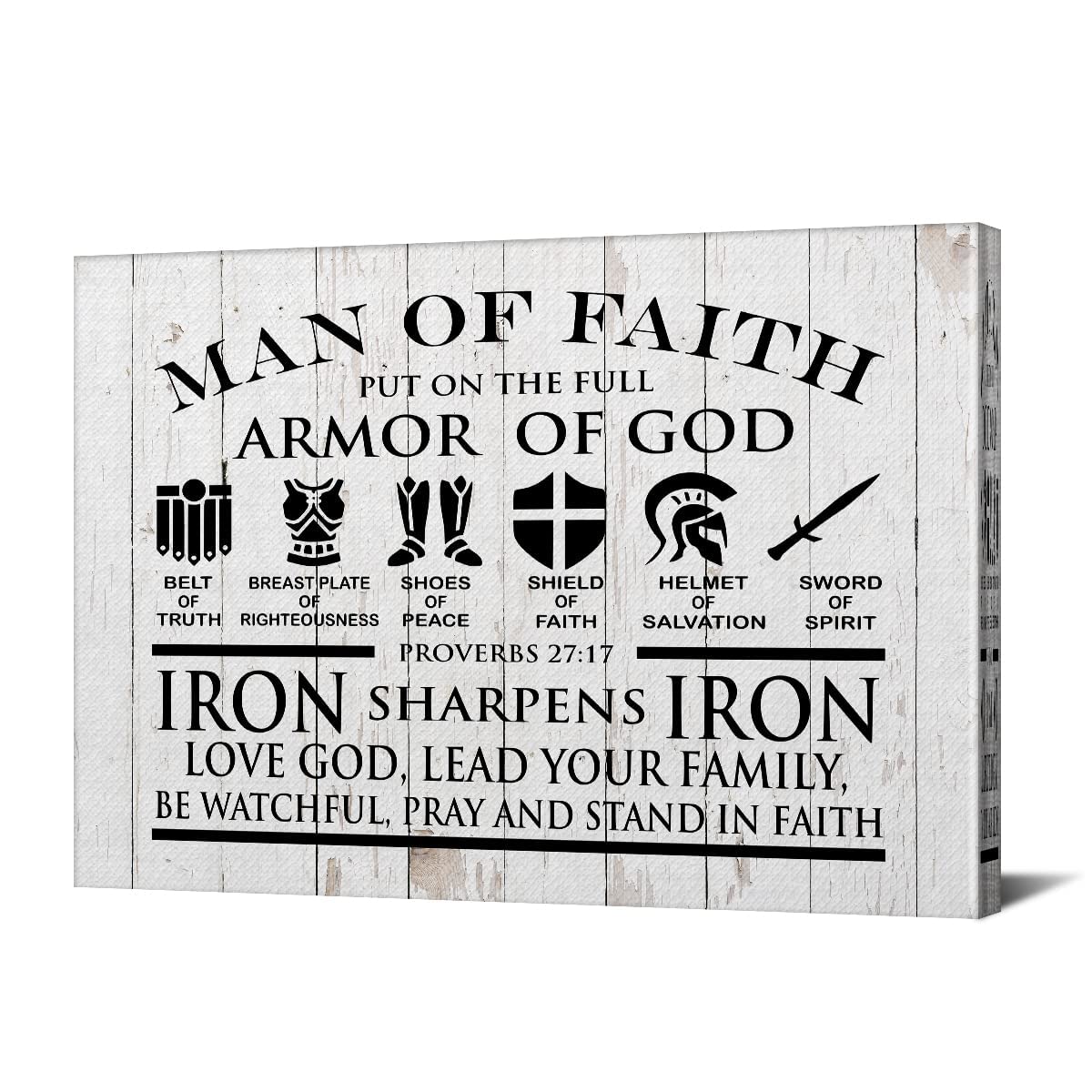 Christian Canvas Wall Art - Man of Faith Bible Quote 12x15 for Home Decor