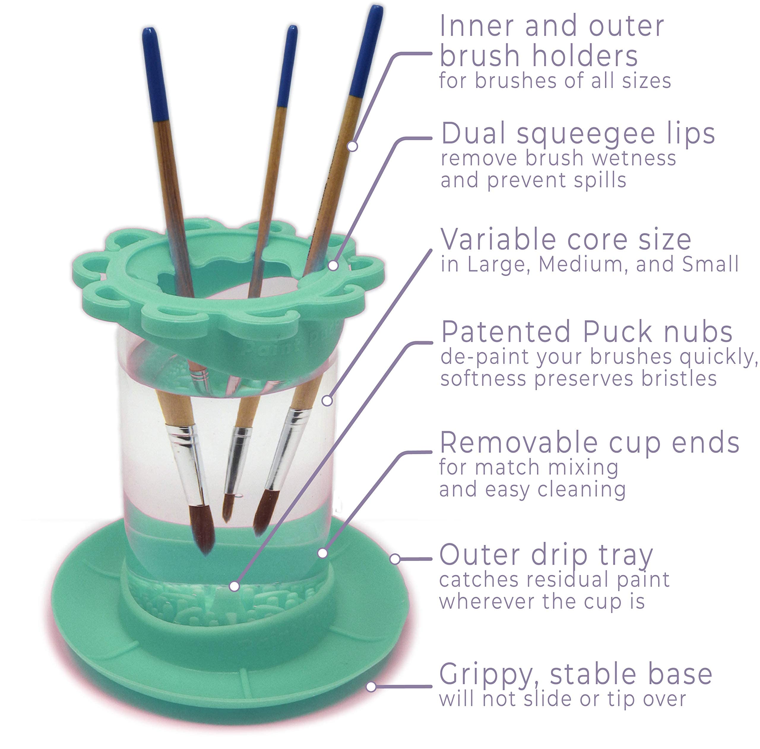 All-in-One Paint Brush Cleaner & Holder - Green Silicone Jar for Acrylic, Watercolor | Art Studio & Classroom Essential