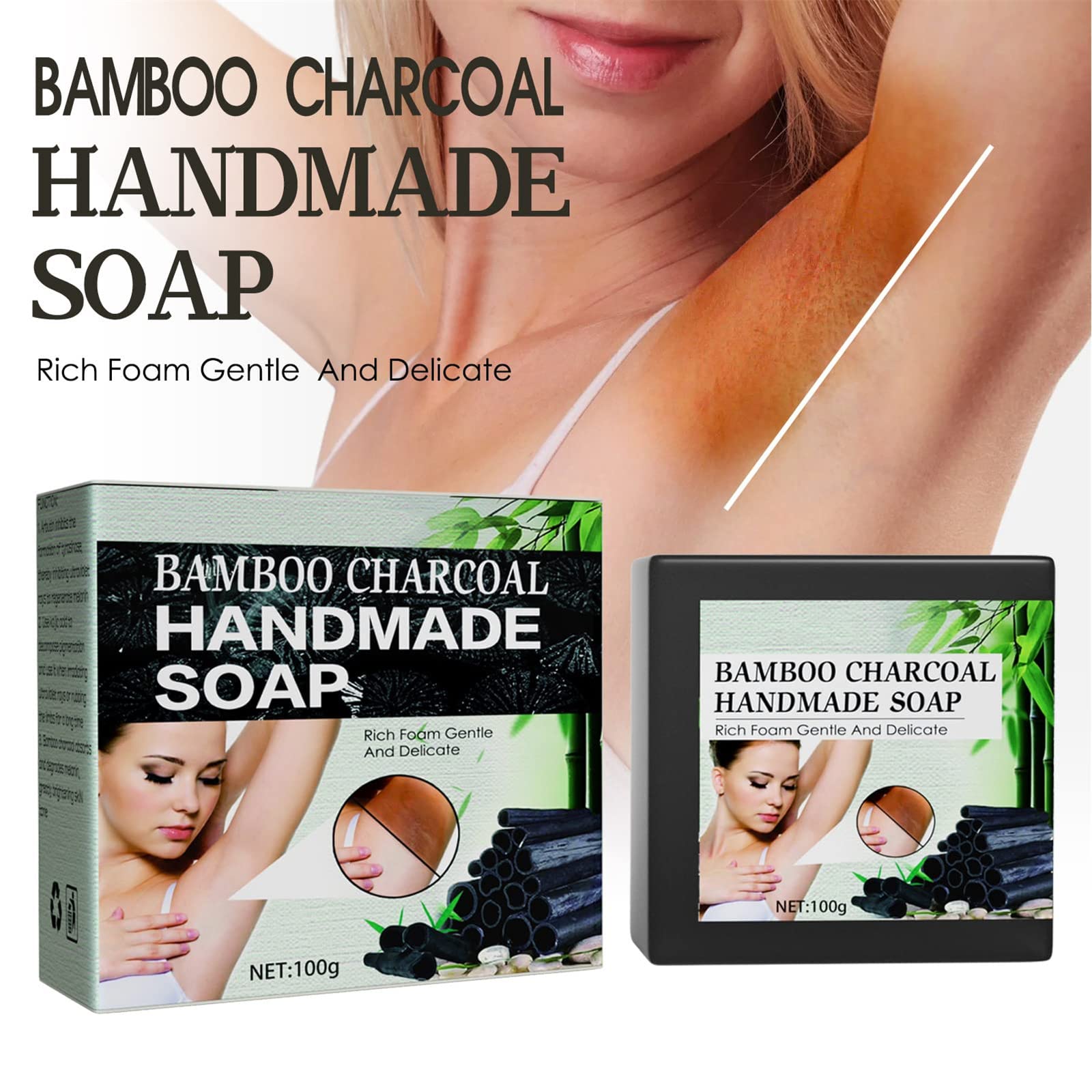 Bamboo Charcoal Soap for Acanthosis Nigricans Treatment - Dark Spot Corrector & Skin Brightening Bar with Essential Oils | Activated Charcoal Black Soap for Body & Face Cleansing | Perfect for Sensitive Skin & Hyperpigmentation Care