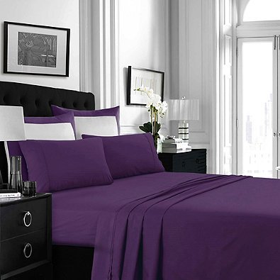 Twin XL Sheet Set - 100% Cotton Jersey Knit Breathable Cooling Bed Sheets - Deep Pocket for Dorm, Hospital & Split King Beds - Soft Comfortable Purple Sheets for Hot Sleepers & All-Season Use