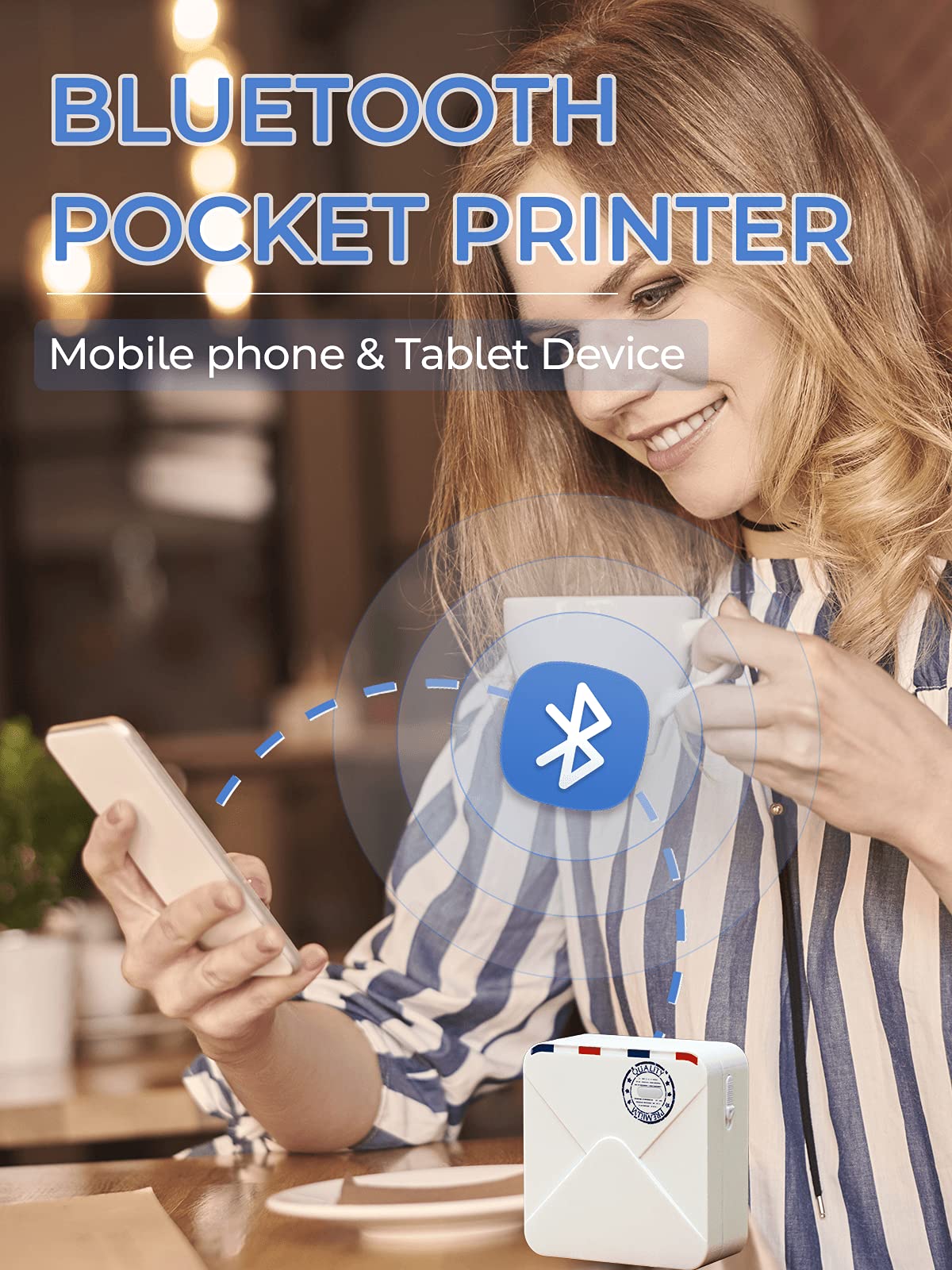 Portable Mini Pocket Printer - Wireless Bluetooth Thermal Photo Printer for Stickers, Compatible with iOS & Android, 300dpi High Resolution | Perfect for Travel, School, Office & DIY Projects