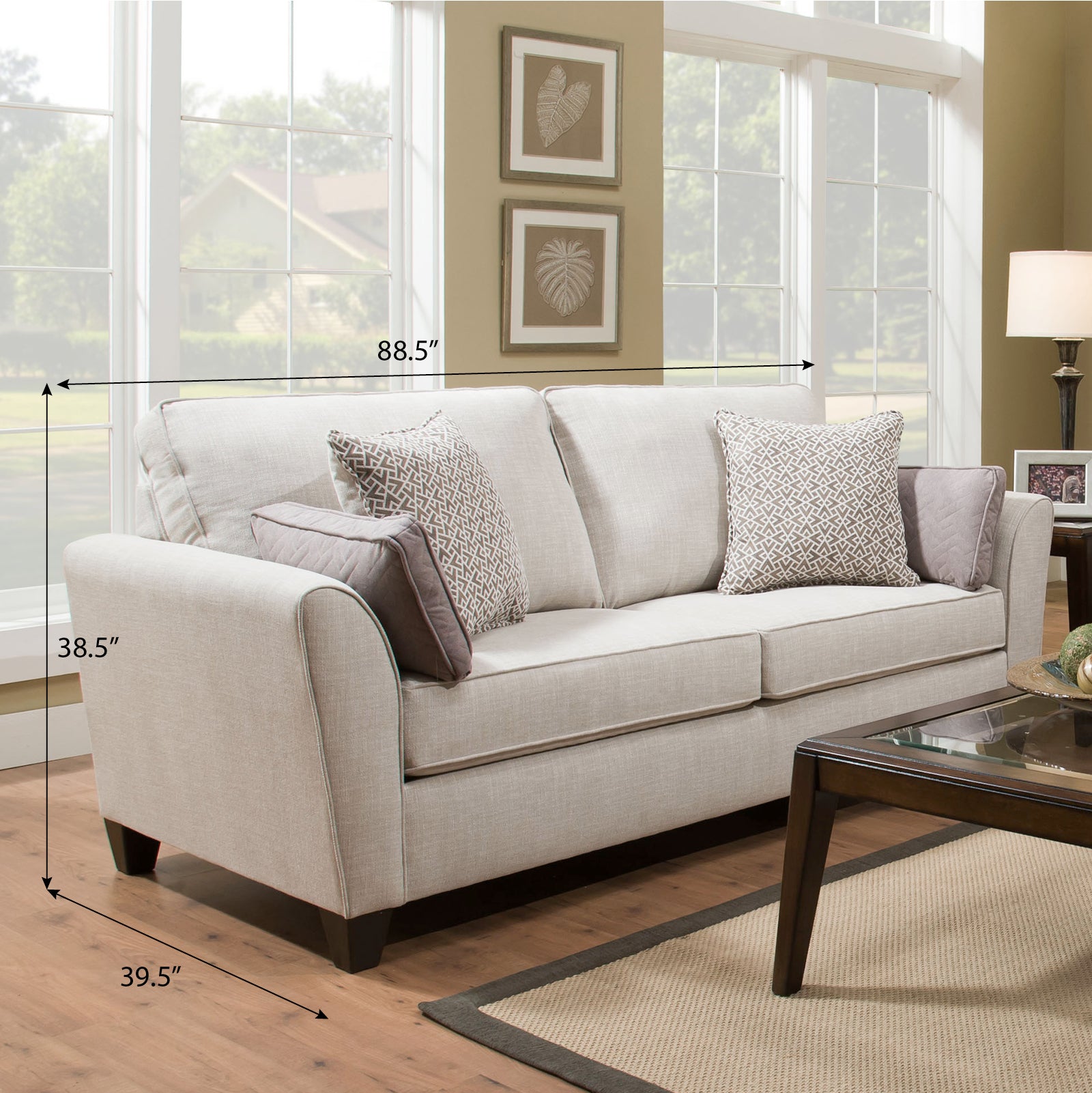 Samiene Transitional Style Fabric Flared Arm Sofa - Stone Gray | Modern Living Room Furniture for Cozy Home Decor & Relaxation