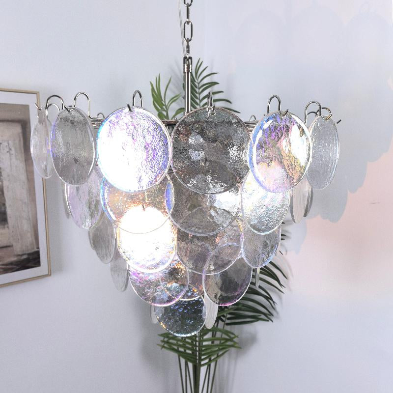 Elegant Camisa Disc Glass Chandelier - Modern Crystal Ceiling Light Fixture for Dining Room, Bedroom, and Living Room Decor