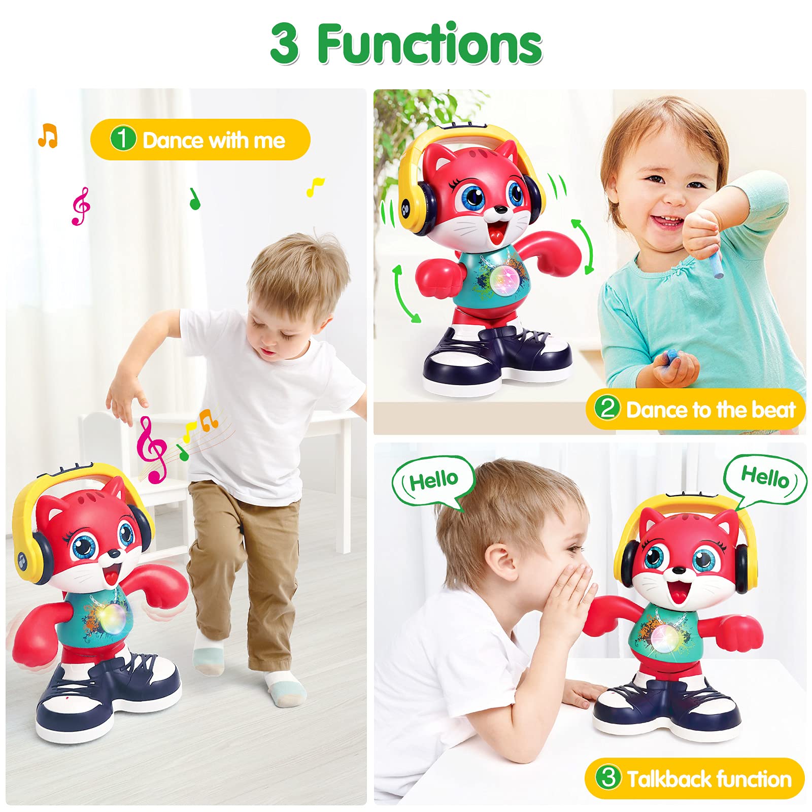 Interactive Dancing Cat Toy with Music & Recording - Early Learning Educational Baby Toy for 1 2 3 Year Old Boys & Girls (12-18 Months) | Perfect Toddler Gift for Birthday, Christmas & Playtime Fun