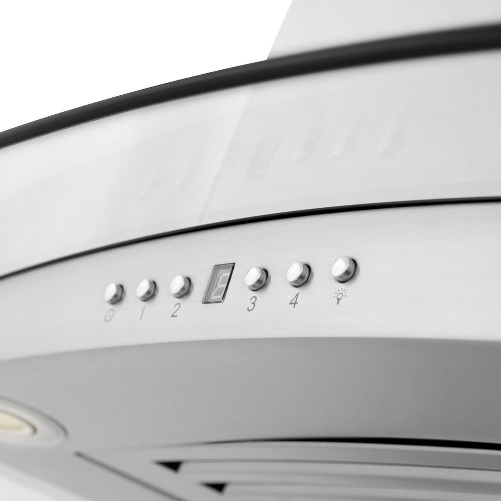 ZLINE GL14i Stainless Steel & Glass Convertible Vent Island Mount Range Hood - Powerful Kitchen Exhaust Fan for Smoke & Odor Removal - Perfect for Modern Kitchens & Open Concept Homes