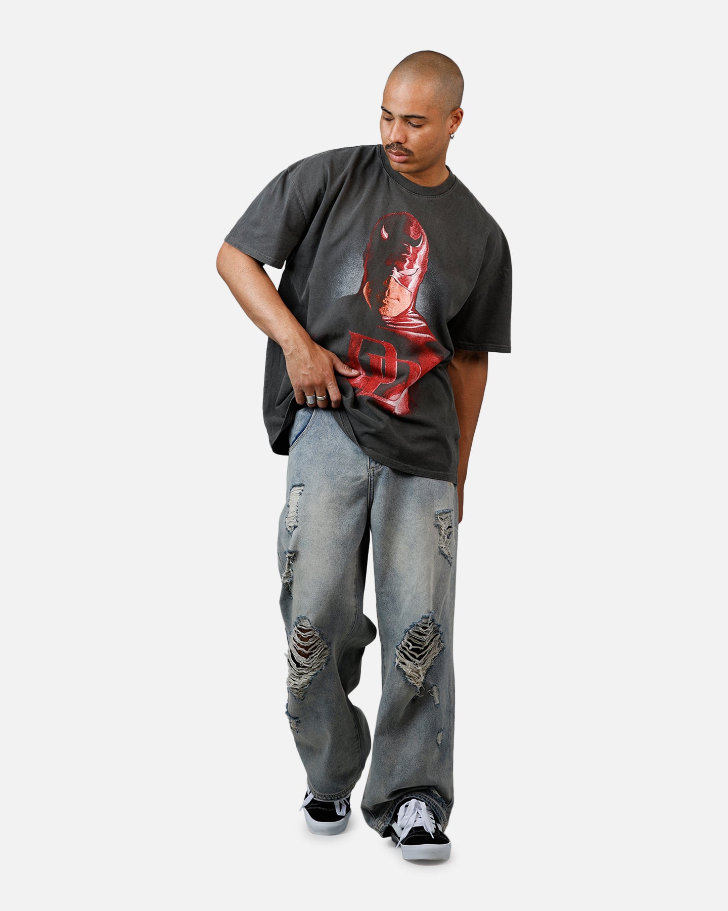 Marvel Daredevil Graphic T-Shirt for Men - Heavyweight Cotton, Black Wash - Perfect for Comic Con, Cosplay & Casual Wear