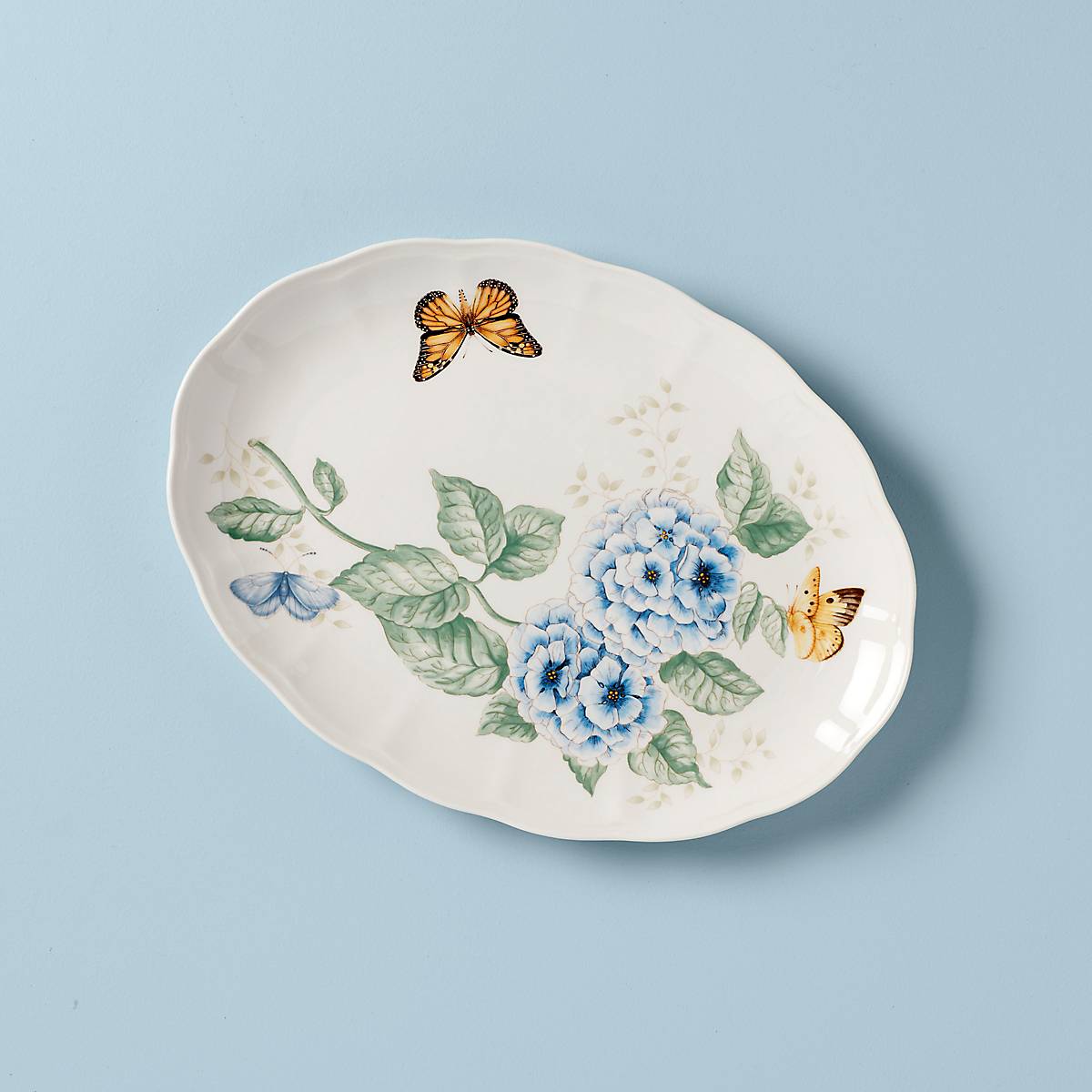Butterfly Meadow Oval Serving Platter - Elegant Floral Design Ceramic Tray for Appetizers, Desserts & Entertaining - Perfect for Parties, Weddings & Home Decor