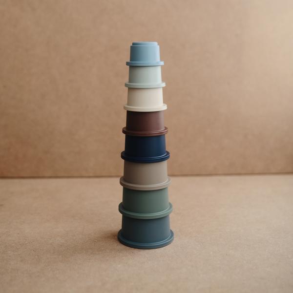 Mushie Stacking Cups Toy for Toddlers - Educational Baby Toys for Learning & Play - Perfect for Bath Time, Beach, and Indoor Fun