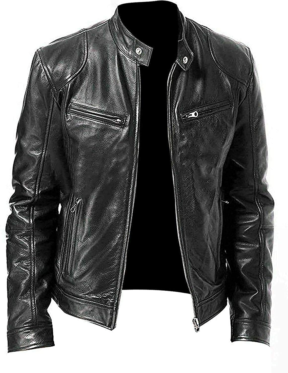 Premium Black Leather Jacket for Men - Genuine Lambskin Motorcycle Biker Jacket | Stylish & Durable Outerwear for Riding, Casual Wear & Night Out