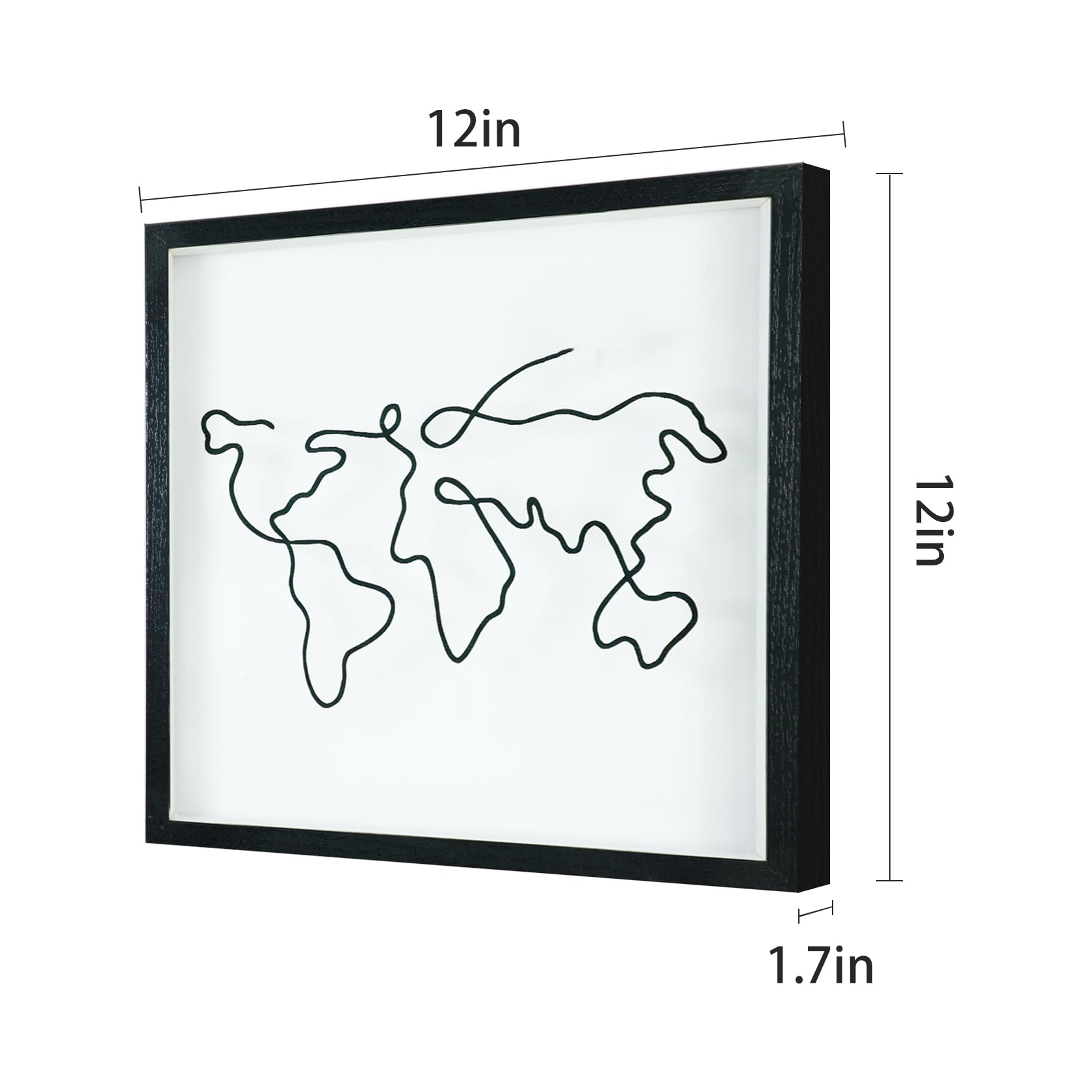 12x12 Travel Memory Shadow Box with Slot - Keepsake Ticket Holder for Travel Mementos, Perfect Travel Gift (Line-Black) - Display Your Vacation Photos, Plane Tickets & Souvenirs