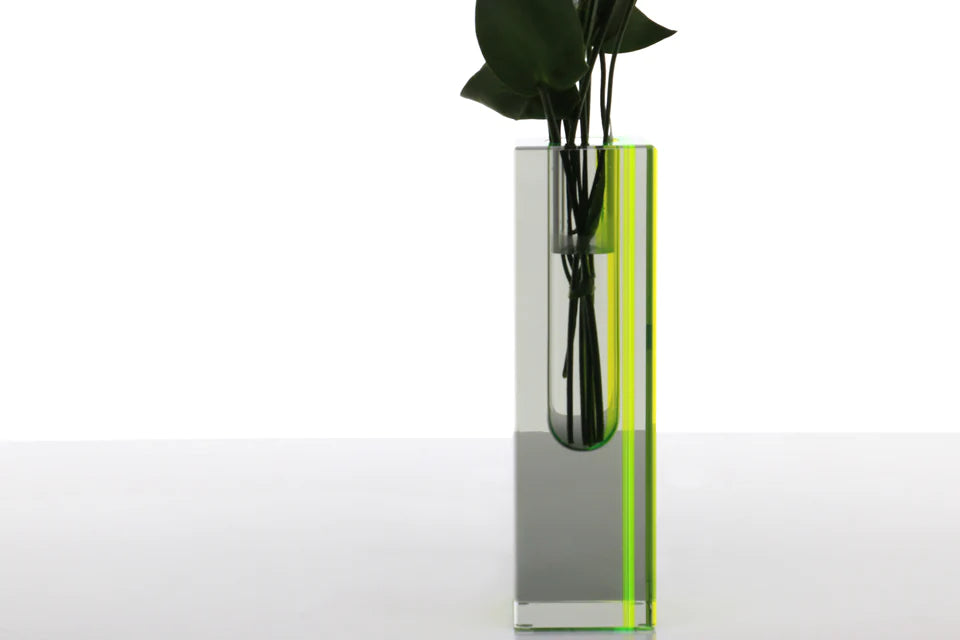 Alexandra Von Furstenberg Eclipse Vase - Tall Green Limited Edition Glass Vase for Home Decor, Wedding Centerpiece & Luxury Gift
