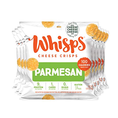 Whisps Parmesan Cheese Crisps - Healthy Keto Snacks, Gluten Free, High Protein, Low Carb (0.63 Oz, 8 Packs) | Perfect for On-the-Go, Office, School & Weight Loss Diets