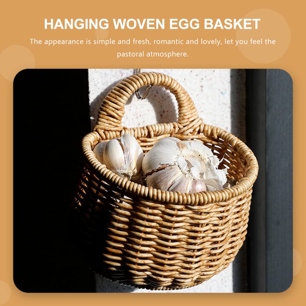 Plastic Woven Wall-Mounted Storage Basket - Garlic Ginger Egg Organizer for Kitchen, Pantry & Bathroom | Space-Saving Household Storage Solution