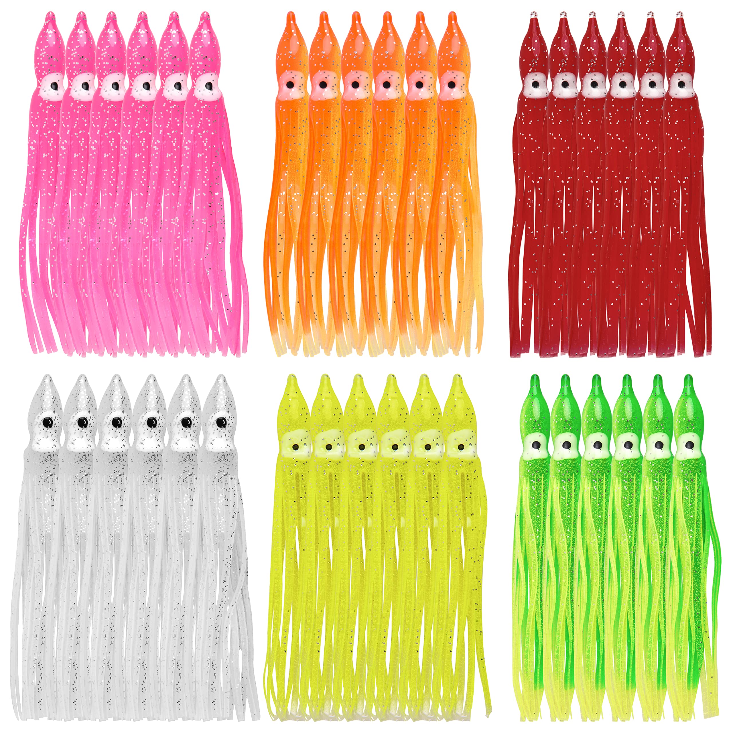 Squid Skirts Lures 50pcs - Soft Plastic Bait for Bass Salmon Trout - Trolling Fishing Gear