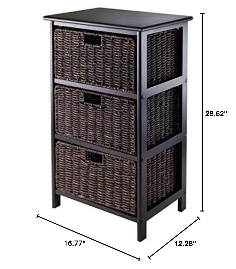 Ergode Wood Storage Rack with 3 Foldable Baskets for Home Organization