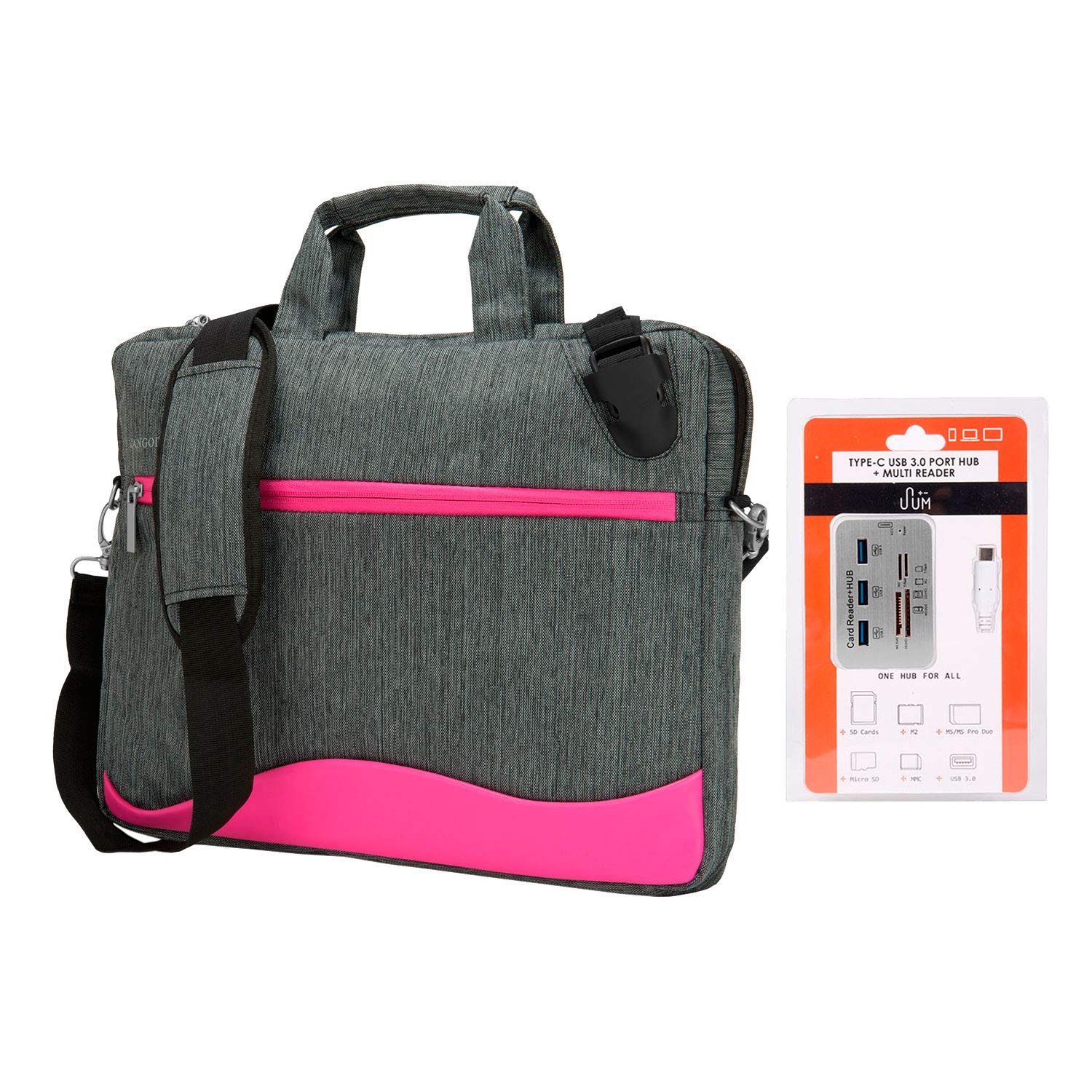 15.6 Inch Laptop Briefcase Shoulder Messenger Bag with USB C Hub - Compatible with MacBook Pro 16/15 Inch, Surface Book 2 - Perfect for Work, Travel & Business Professionals (Men & Women)