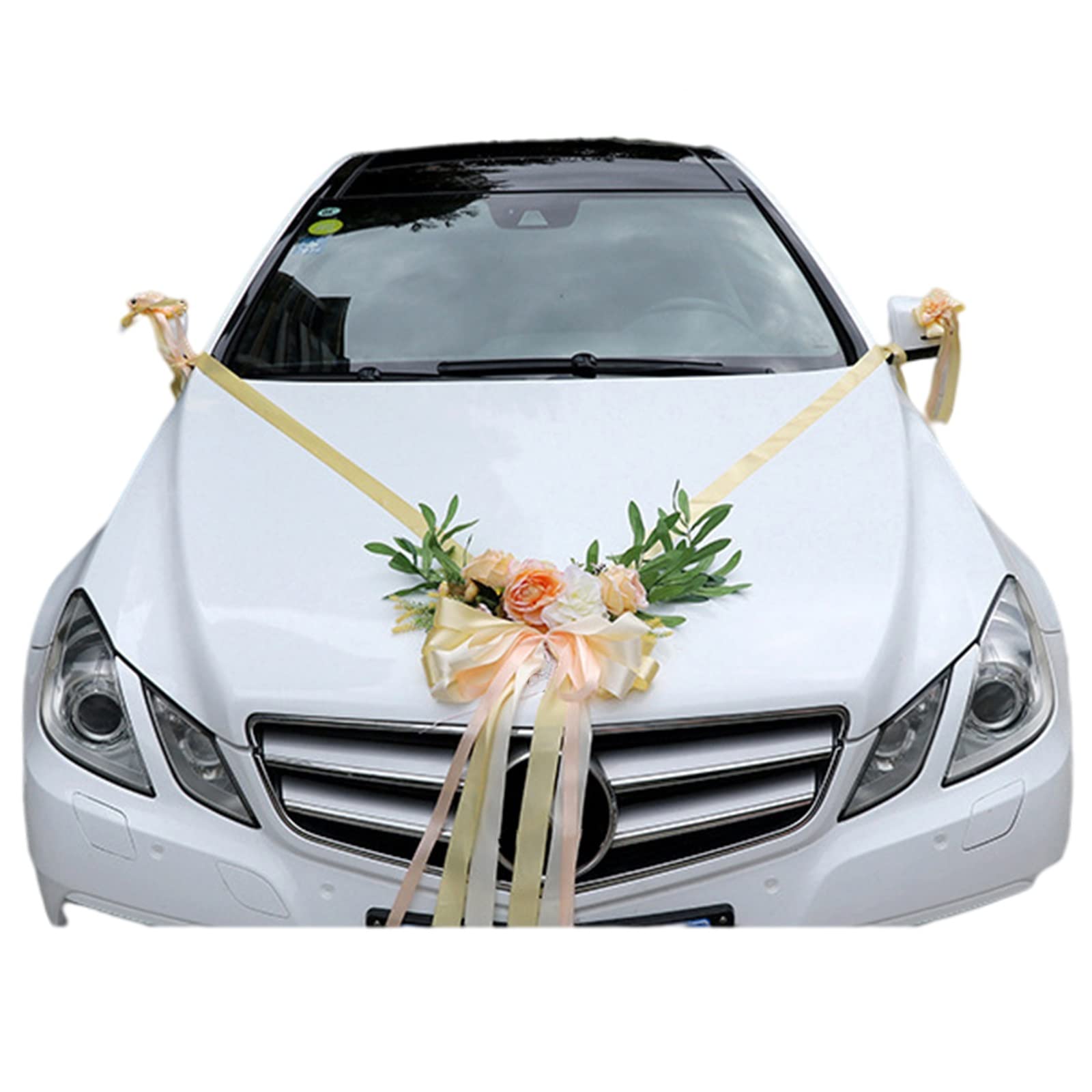 Elegant QALSI Champagne Rose Wedding Car Decor Kit - Bridal Couple Floral Garland for Luxury Wedding Vehicles | Perfect for Wedding Processions & Romantic Photo Shoots