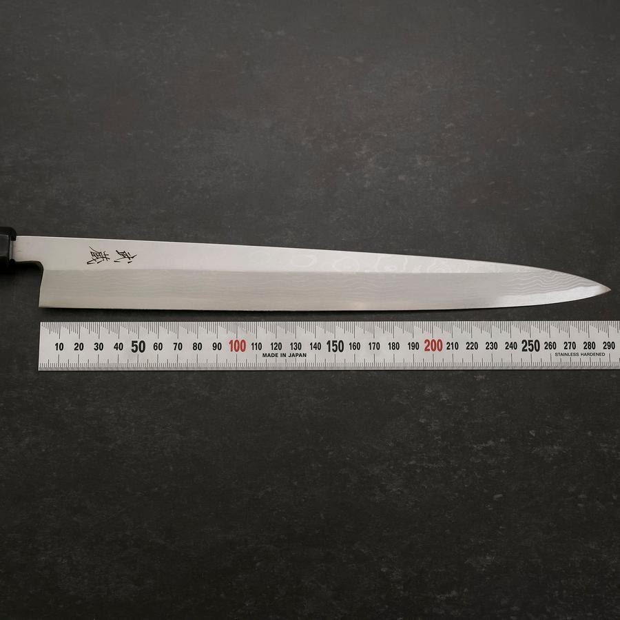 Premium Yanagiba Sushi Knife - Blue Steel #2 Suminagashi Blade with Buffalo Ebony Handle - 300mm Professional Japanese Kitchen Knife for Sushi Chefs & Home Cooks - Perfect for Slicing Raw Fish, Sashimi & Delicate Ingredients