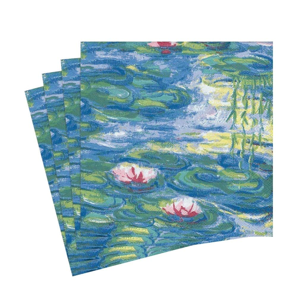 Premium Caspari Nympheas Floral Design Paper Luncheon Napkins - 2 Packs of 20 Count (40 Total) - Elegant Disposable Napkins for Dinner Parties, Weddings & Special Occasions