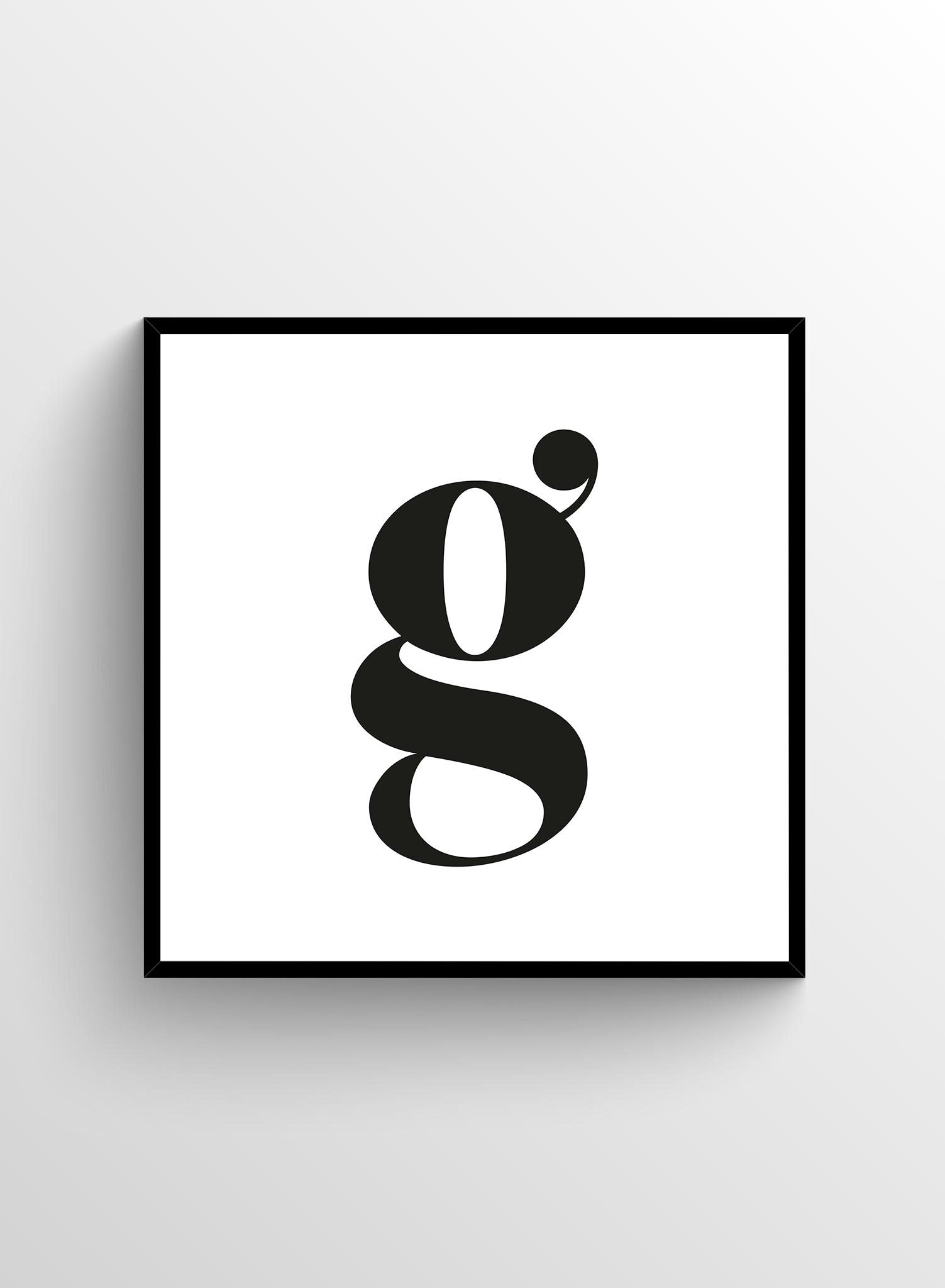 Lowercase Letter G Poster - Educational Alphabet Learning Decor for Kids' Rooms & Classrooms