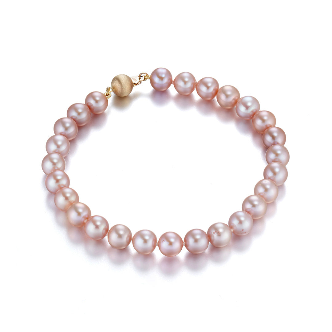 7mm Pink Pearl Bracelet for Women - Elegant Freshwater Pearl Jewelry Gift for Her - Perfect for Weddings, Parties & Special Occasions