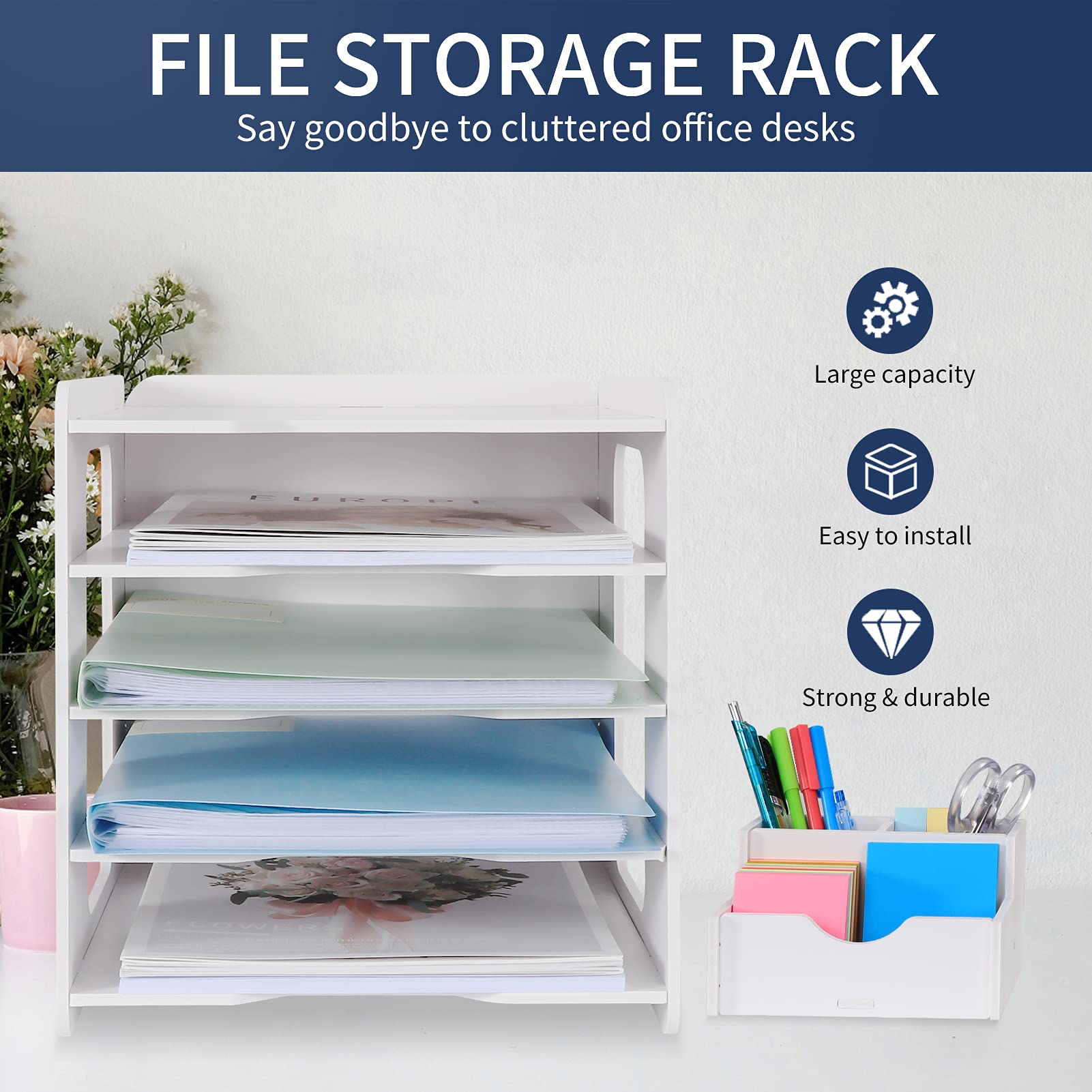 5-Tier Letter Tray Organizer - A4 Paper File Holder & Desk Document Organizer for Home, Office & School | Perfect for Mail Sorting, Bill Organization & Office Supplies Storage
