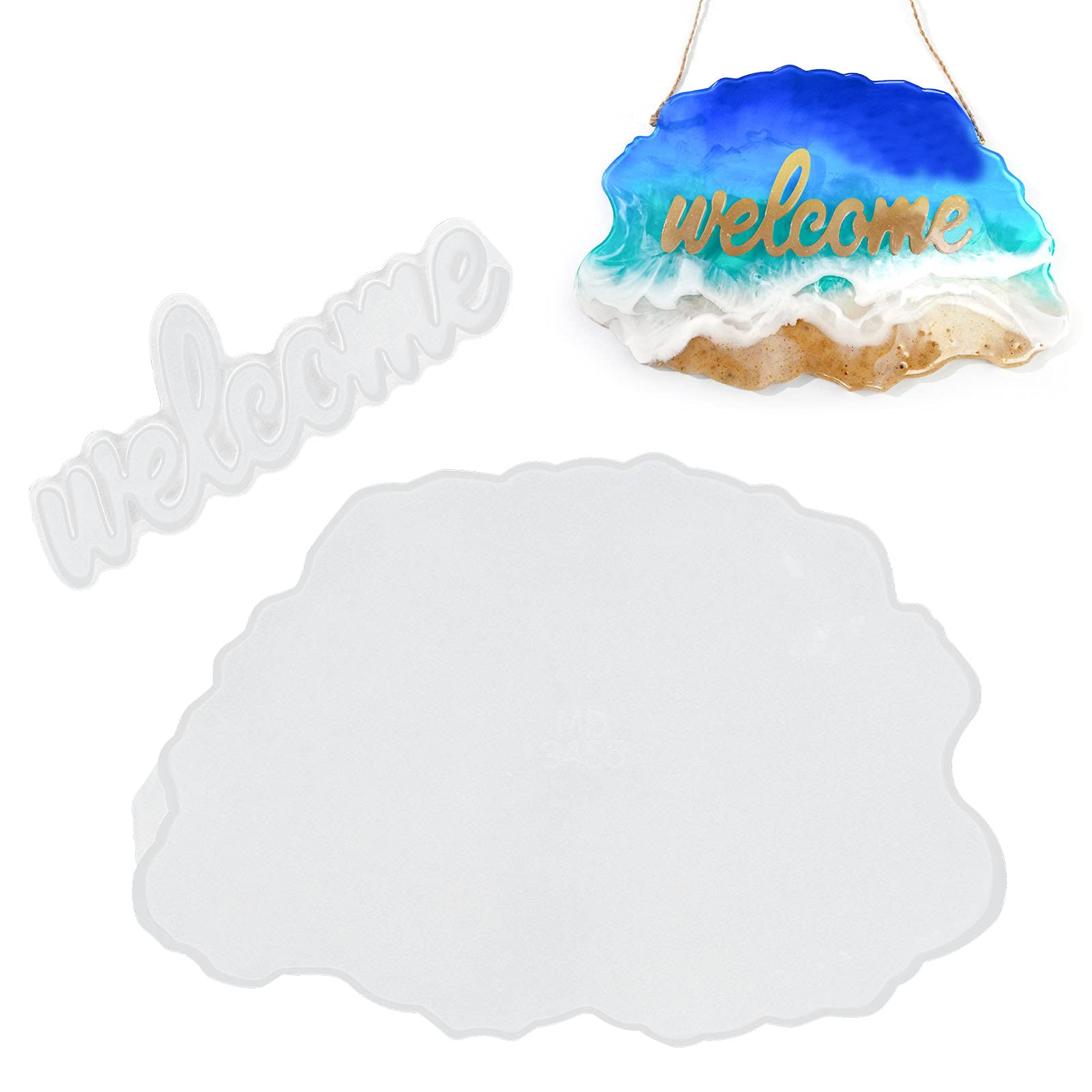 2pcs Silicone Molds for Epoxy Resin Casting - DIY Wall Hanging Sign Plates & Welcome Tags - Perfect for Home Decor, Office Decor, and Gift Making