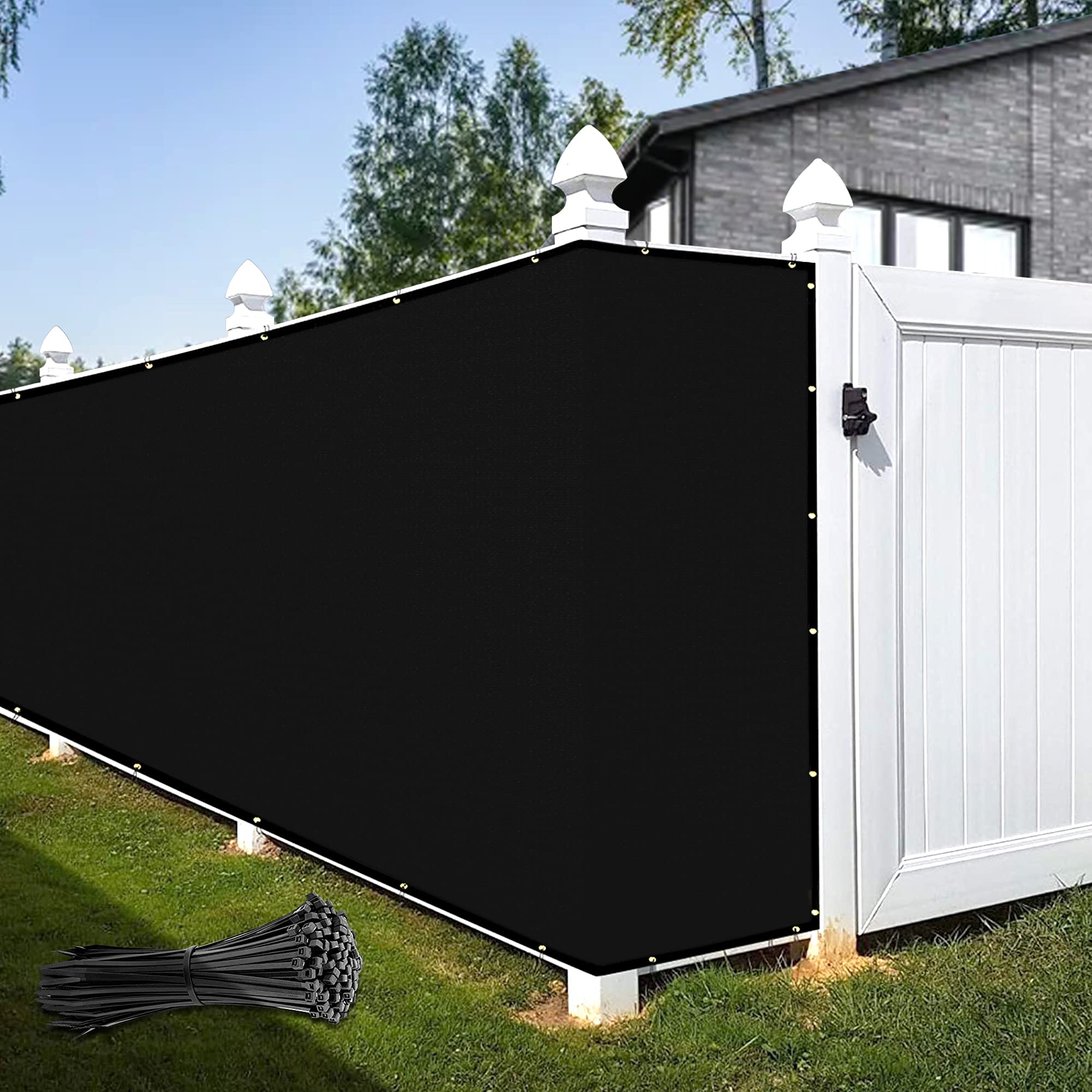 KOOL KOI SHADE 4' x 101' Heavy Duty Black Privacy Fence Screen - Commercial Grade Wind Barrier with Reinforced Binding & Zip Ties - Custom Sizes Available - Perfect for Backyard Privacy, Pool Enclosures & Outdoor Event Spaces