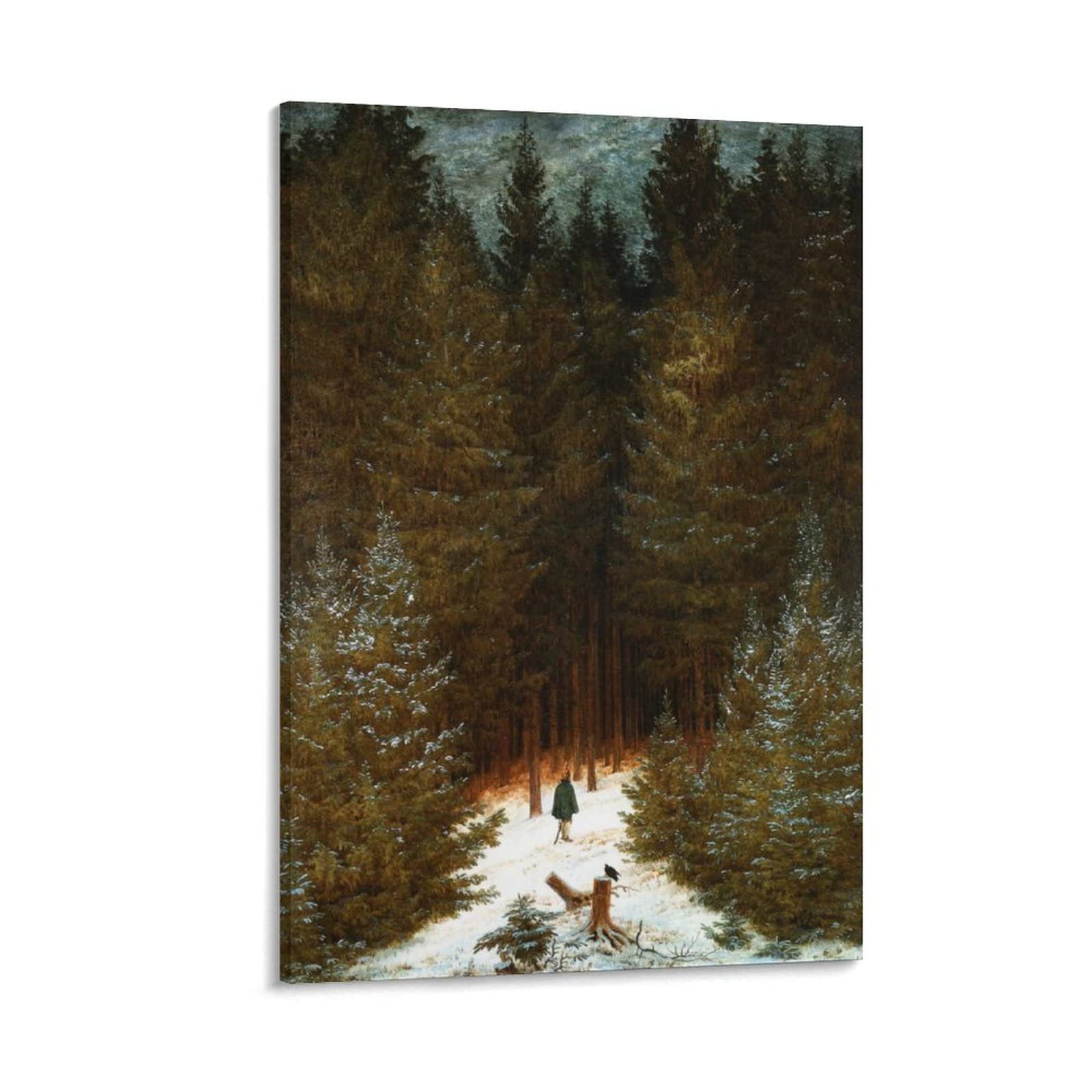 Caspar David Friedrich 'Hunter in The Forest' Canvas Art Print - German Romantic Landscape Painting Wall Decor (24x36 inches / 60x90cm, Framed or Unframed) - Perfect for Living Room, Bedroom & Office Aesthetic