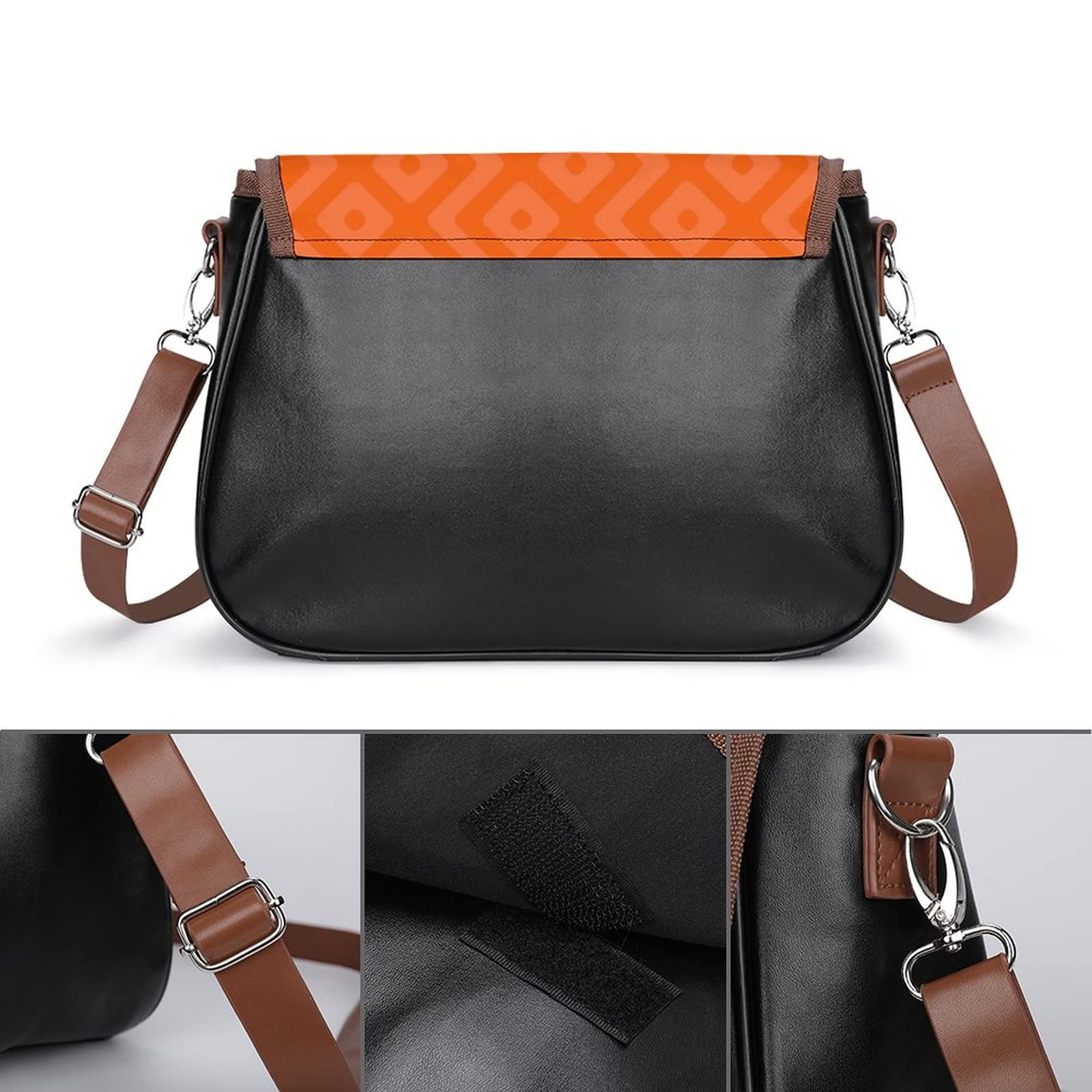 Trendy Printed Crossbody Bags for Women - Geometric Orange Leather Shoulder Bag & Satchel Purse - Perfect for City Travel, Shopping & Casual Outings
