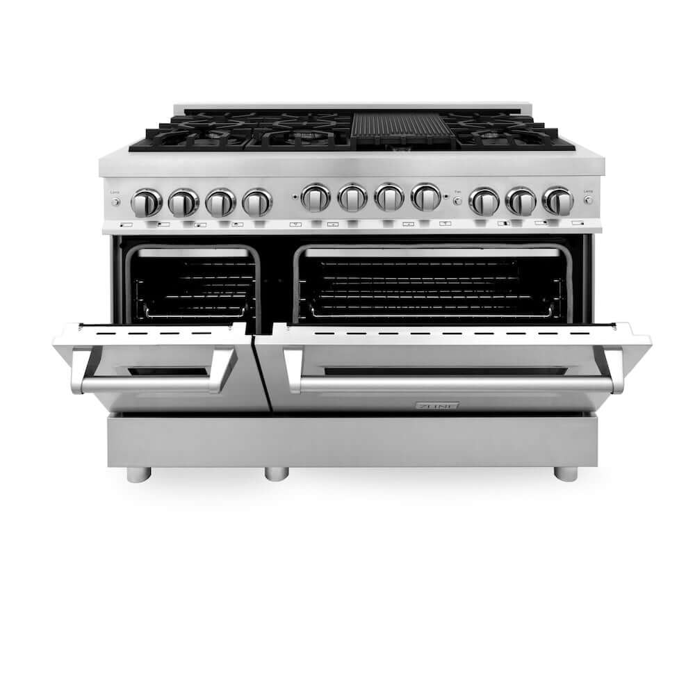 ZLINE 48-Inch Stainless Steel Gas Range with 6.0 cu. ft. Capacity - Natural Gas Stove & Oven (RG48) - Perfect for Modern Kitchens & Professional Cooking