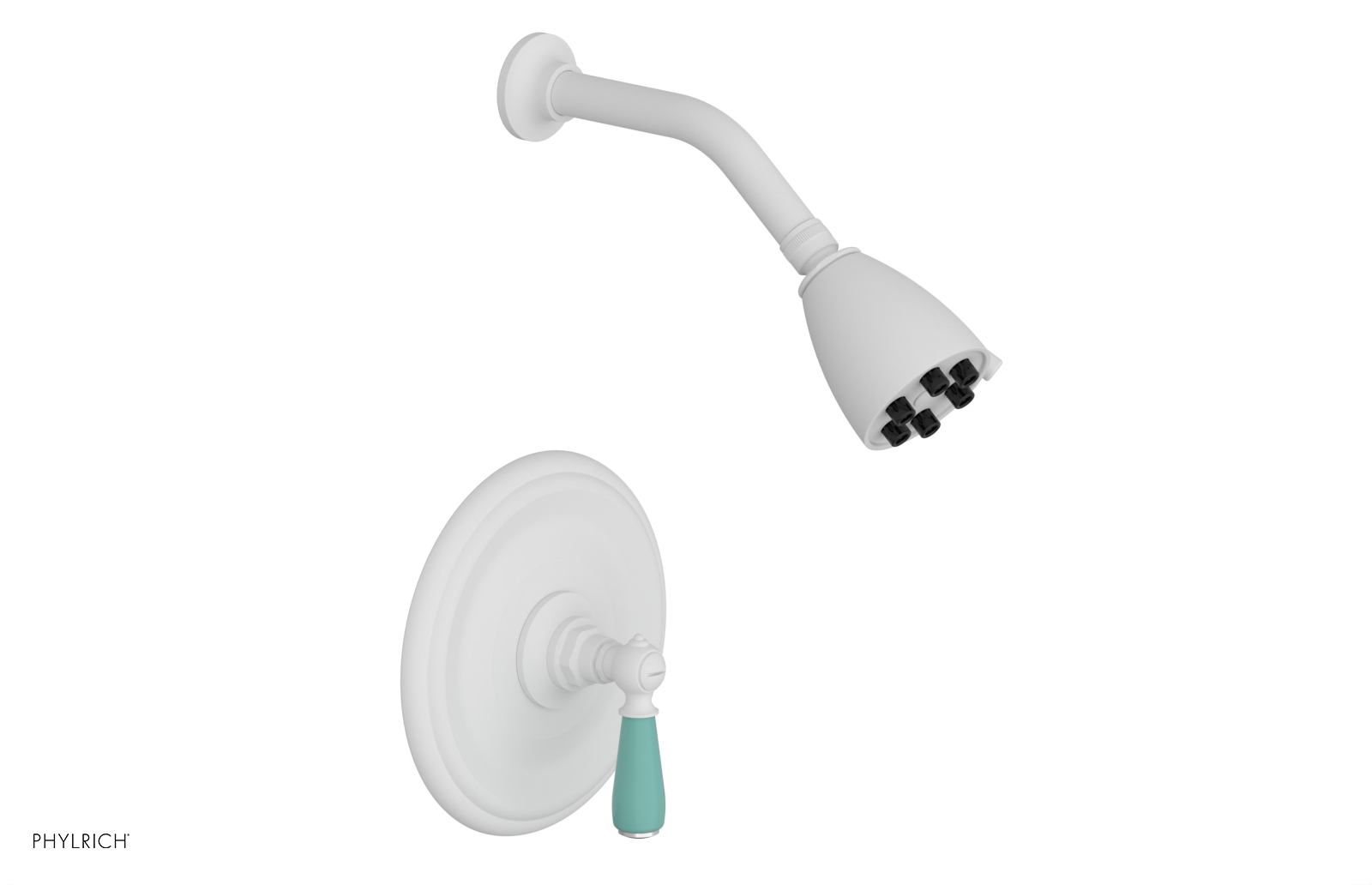 Jamestown Pressure Balance Shower Set with Lever Handle & Turquoise Accents - Model 165-22 | Modern Bathroom Fixture for Spa-Like Shower Experience