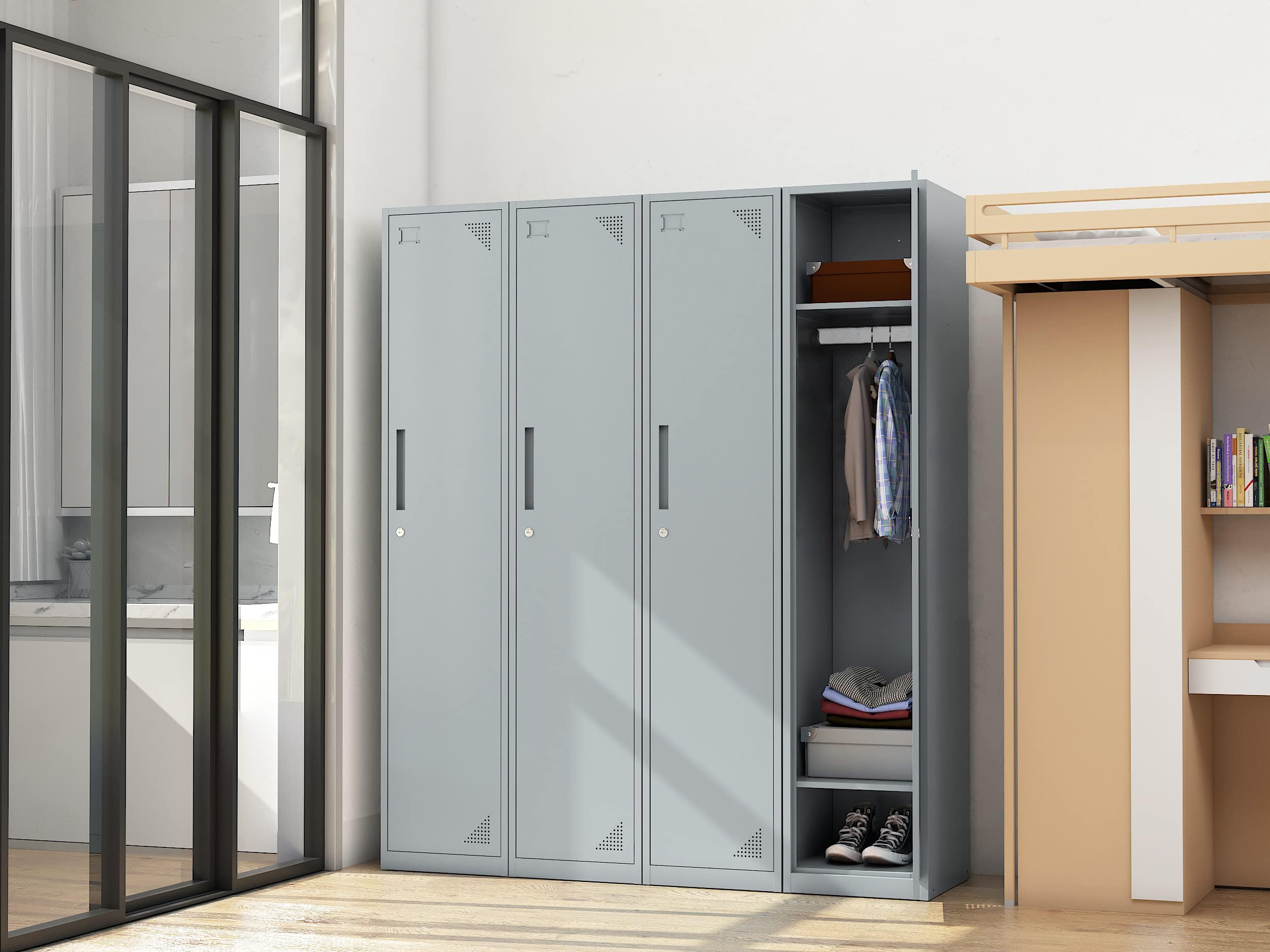 STANI Heavy Duty Metal Locker with Lock - Secure Steel Storage Cabinet for Home, Gym, School & Office - Employee Lockers, Tall Storage Locker for Clothes, Shoes & Equipment (Ideal for Lockers Rooms, Workplaces & Fitness Centers)