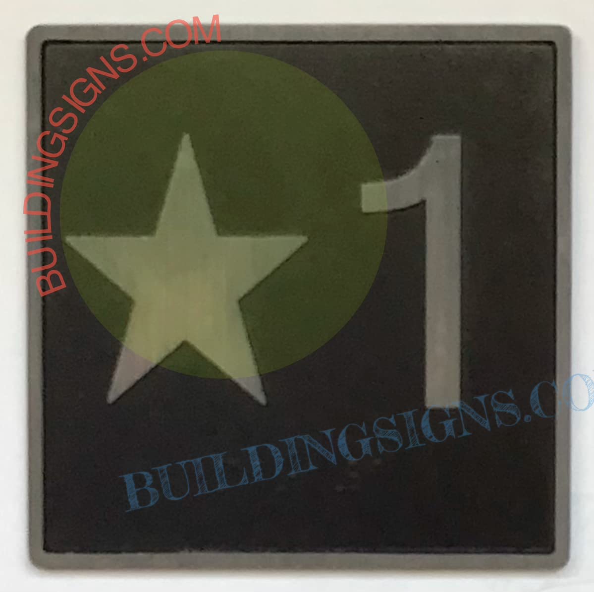 Cast Iron Elevator Floor Number Star 1 Sign - 4x4 Inch Black Background Jamb Plate for Commercial & Residential Elevators - Perfect for Office Buildings, Hotels, and Apartment Complexes - The Iron Line