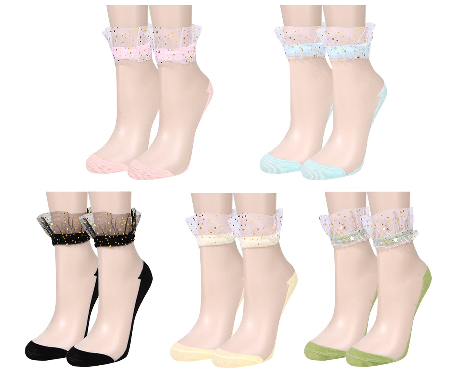 Benefeet Sheer Ankle Socks for Women - Thin Lace Nylon Summer Socks for Casual & Dress Wear