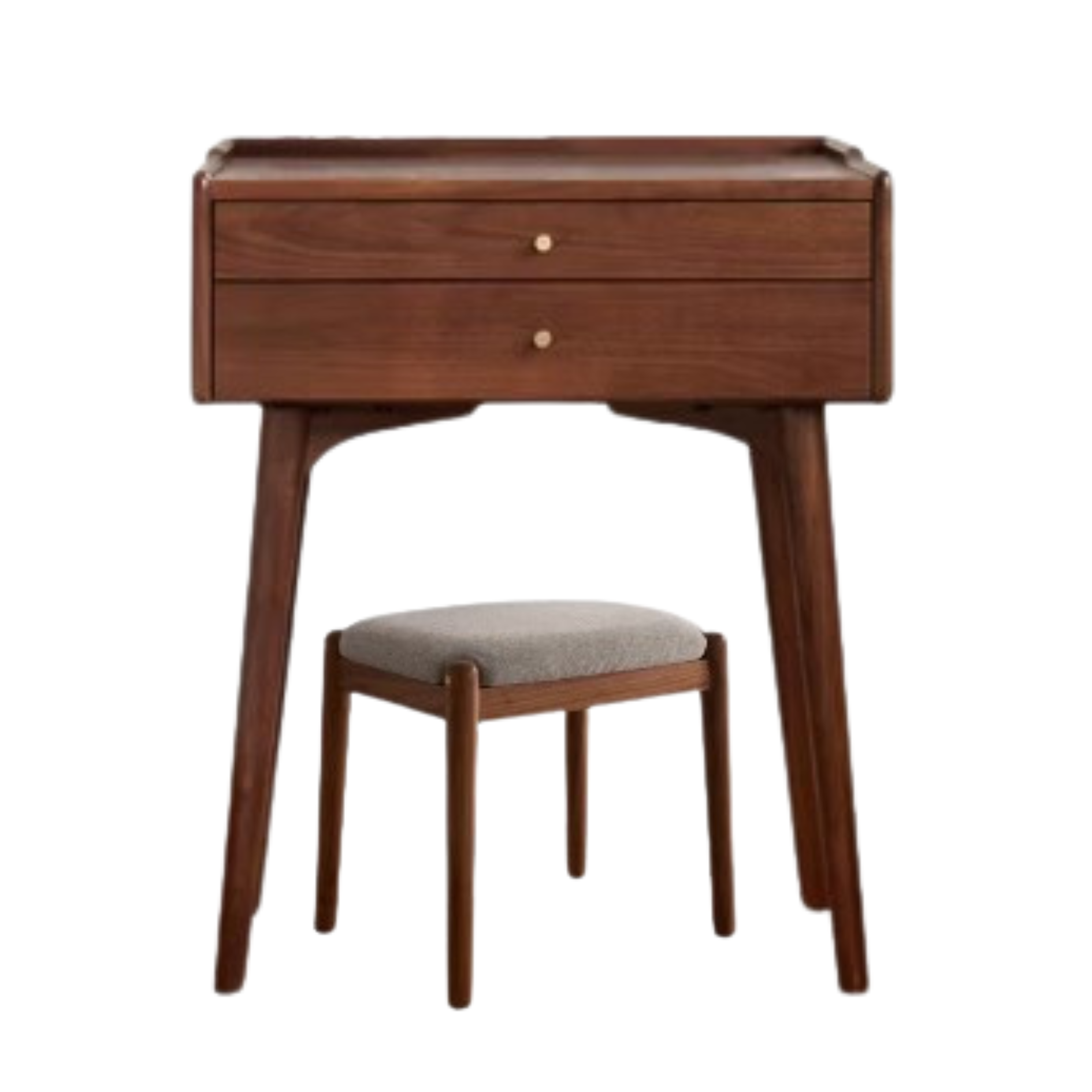 Premium Black Walnut & Ash Solid Wood Dressing Table - Elegant Vanity Desk with Mirror for Bedroom, Bathroom & Makeup Area | Natural Wood Finish, Spacious Storage & Durable Construction