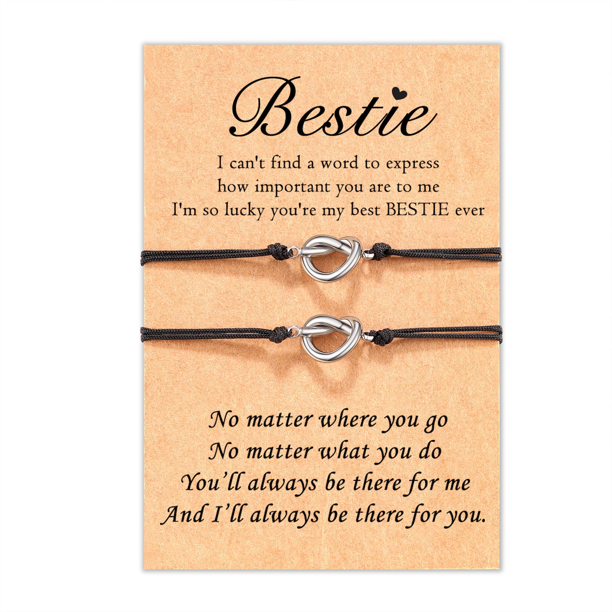 Best Friend Bracelets Set of 2/3 - Matching Knot Friendship Bracelets for Women & Girls - Long Distance Gifts, Birthday Presents - Perfect for BFFs, Sisters, Couples & Bestie Gifts