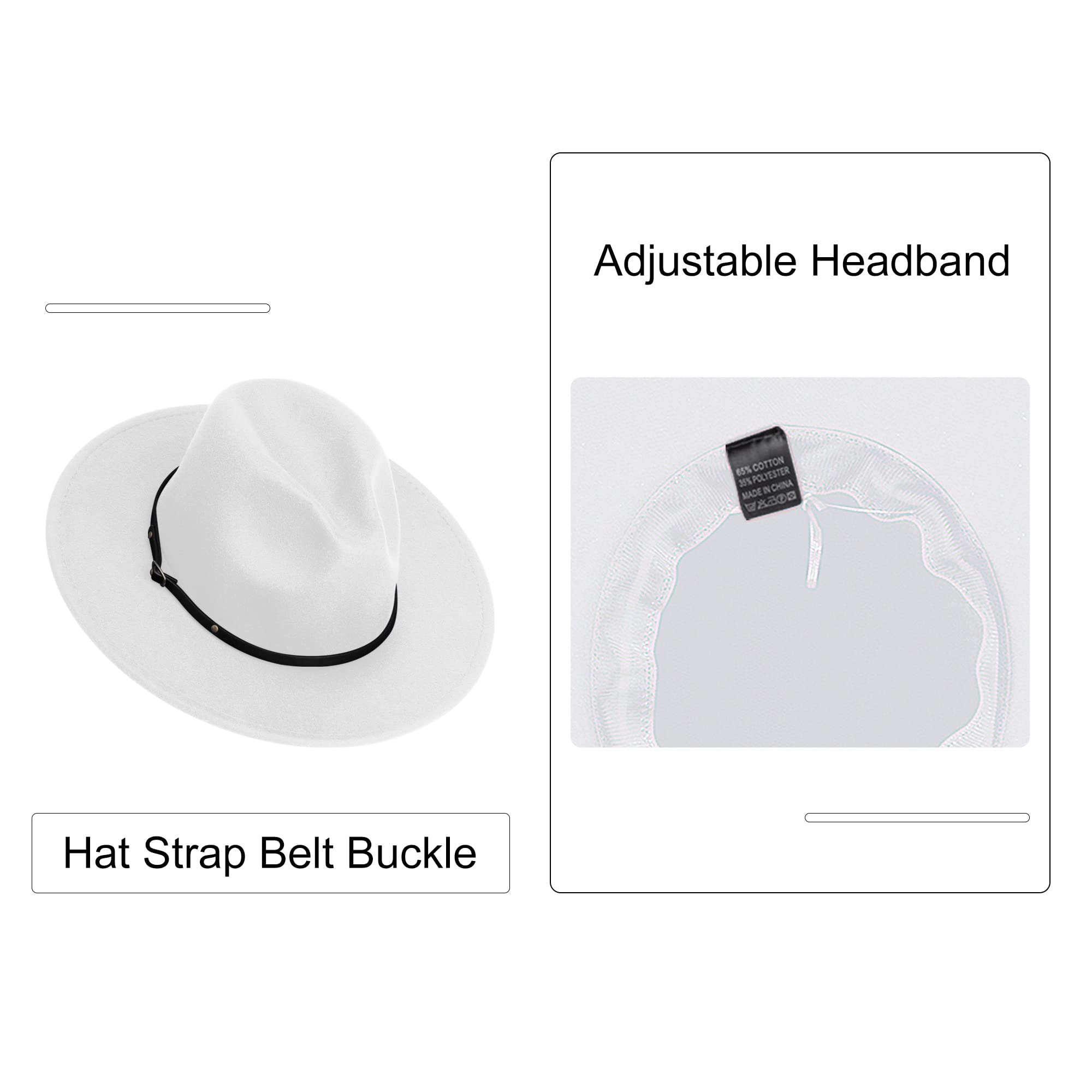 Stylish SAJUZEN Wide Brim Fedora Hat for Women & Men - Premium Felt Hat with Decorative Belt Buckle - Perfect for Outdoor Events, Weddings, and Fashion Accessories