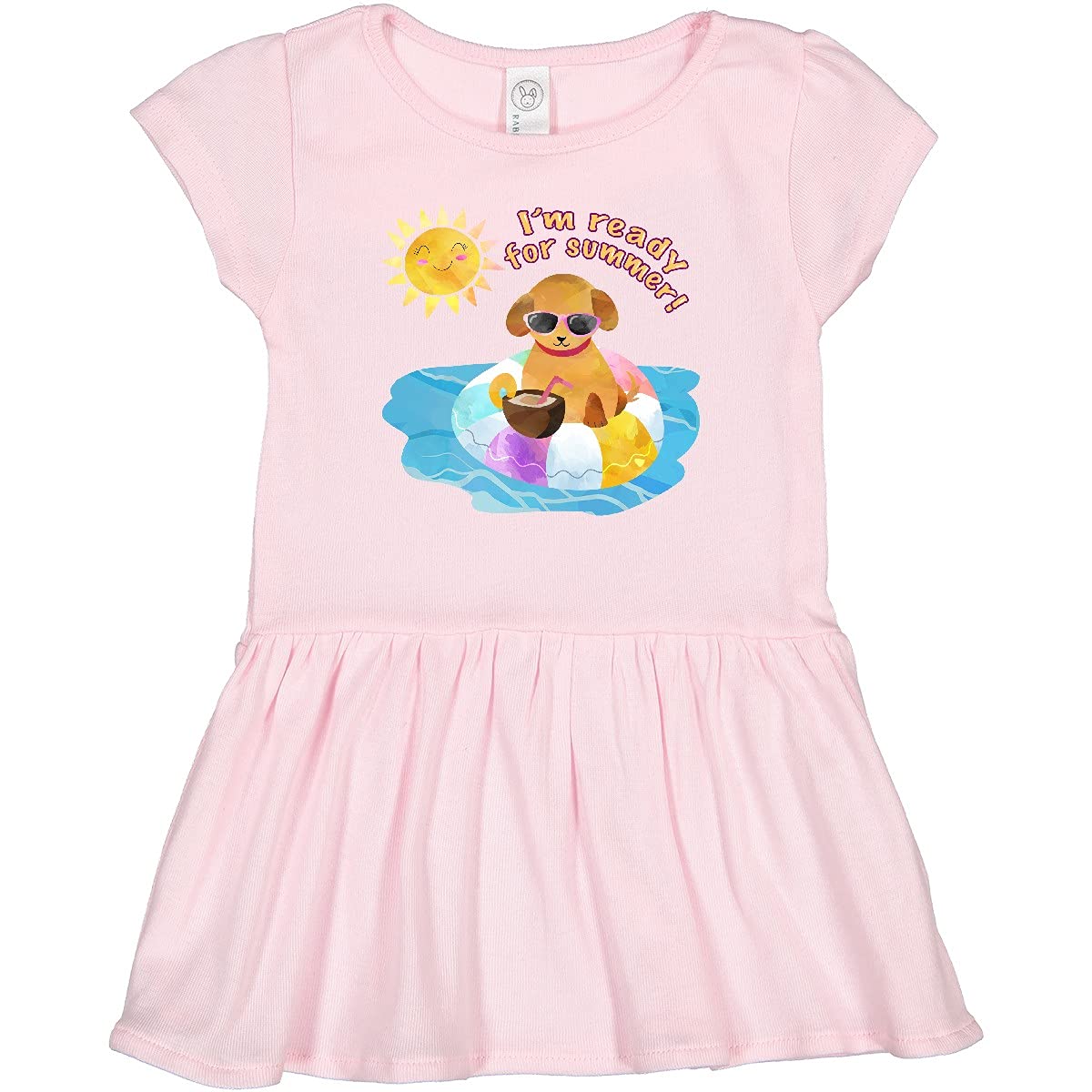 Inktastic 'I'm Ready for Summer' Puppy Toddler Dress 2T Ballerina Pink - Cute Summer Outfit for Girls, Beach Vacation & Playdate Outfit