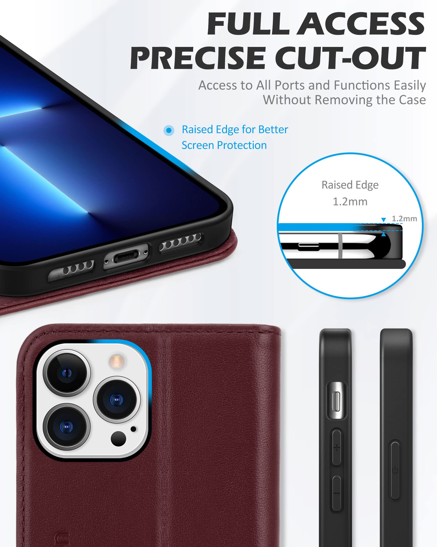 Premium SHIELDON Genuine Leather Wallet Case for iPhone 13 Pro Max (6.7