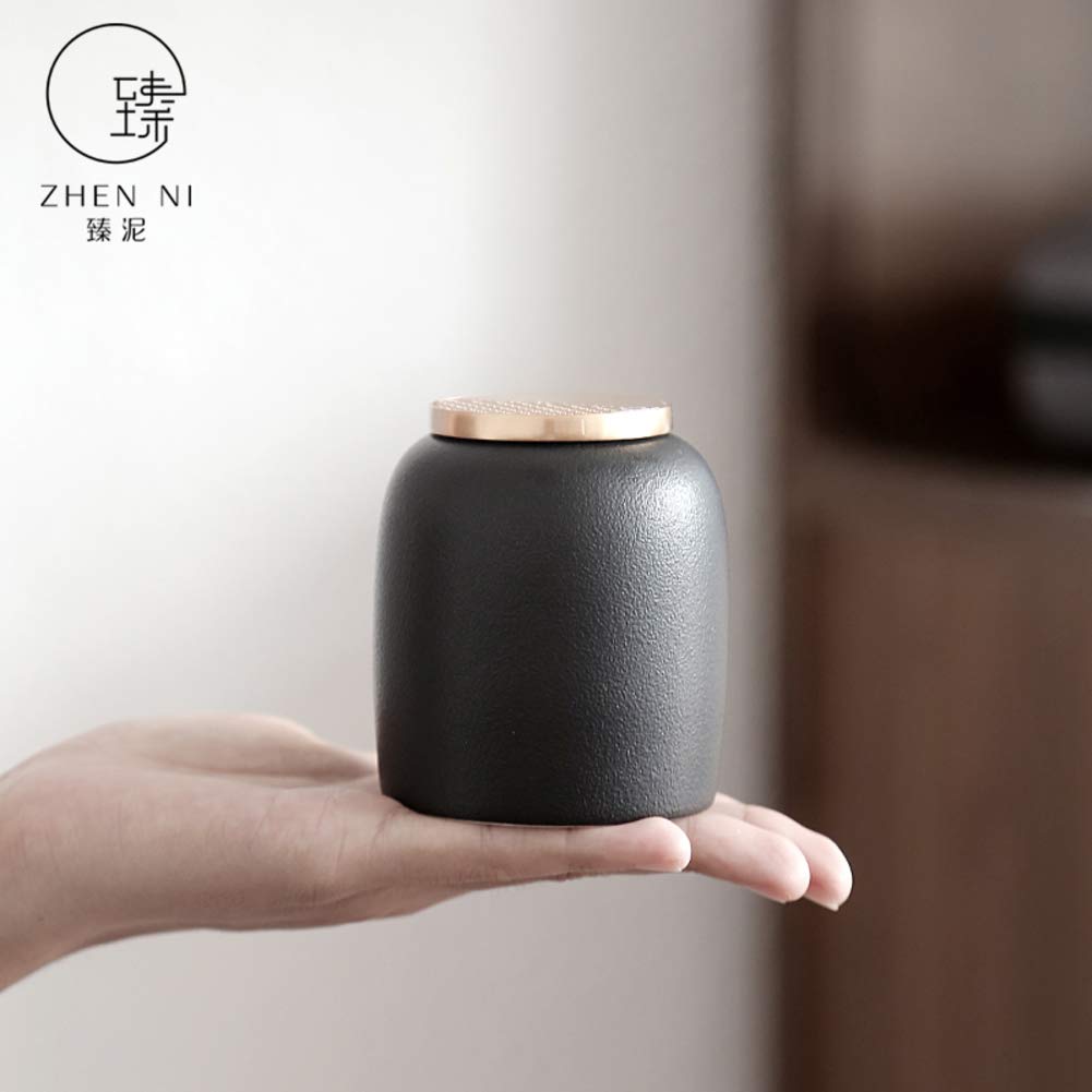 Ceramic Coffee Sugar Tea Storage Canister - 1 Piece Kitchen Organizer for Food Storage (3x2.8 Inch, Gray) | Perfect for Pantry, Coffee Station & Kitchen Counter Organization