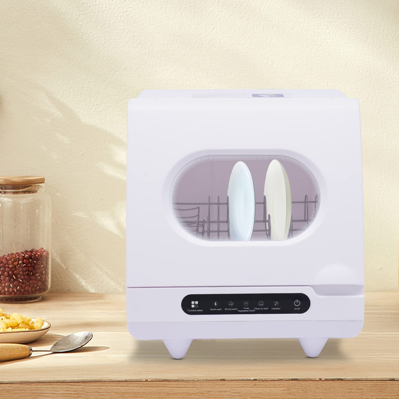 Portable Countertop Dishwasher - 1200W Mini RV Dishwasher with 5 Wash Programs, Compact Dishwashing Machine for Small Spaces - Perfect for Apartments, Dorms, Boats, Campers & Tiny Homes - Save Water & Energy While Washing Dishes Effortlessly