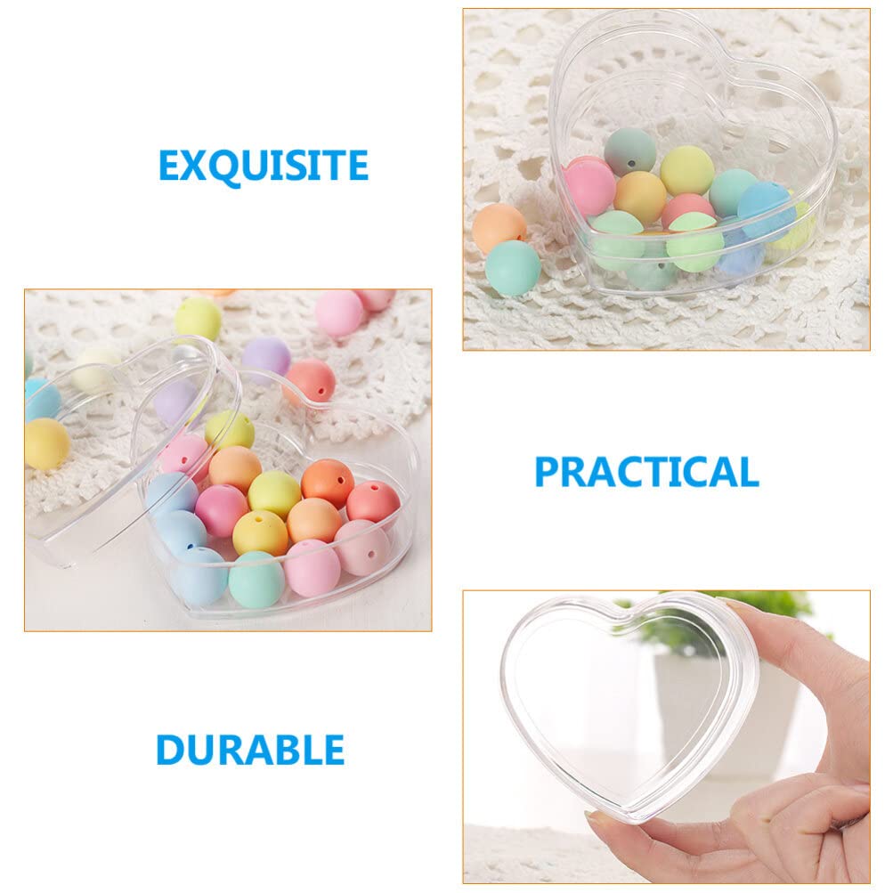 BESPORTBLE 5-Piece Heart Shaped Clear Candy Jewelry Storage Box - 8.5x8x4cm Transparent Wedding Favor Container - Perfect for Bridal Showers, Birthday Party Favors & Gift Packaging