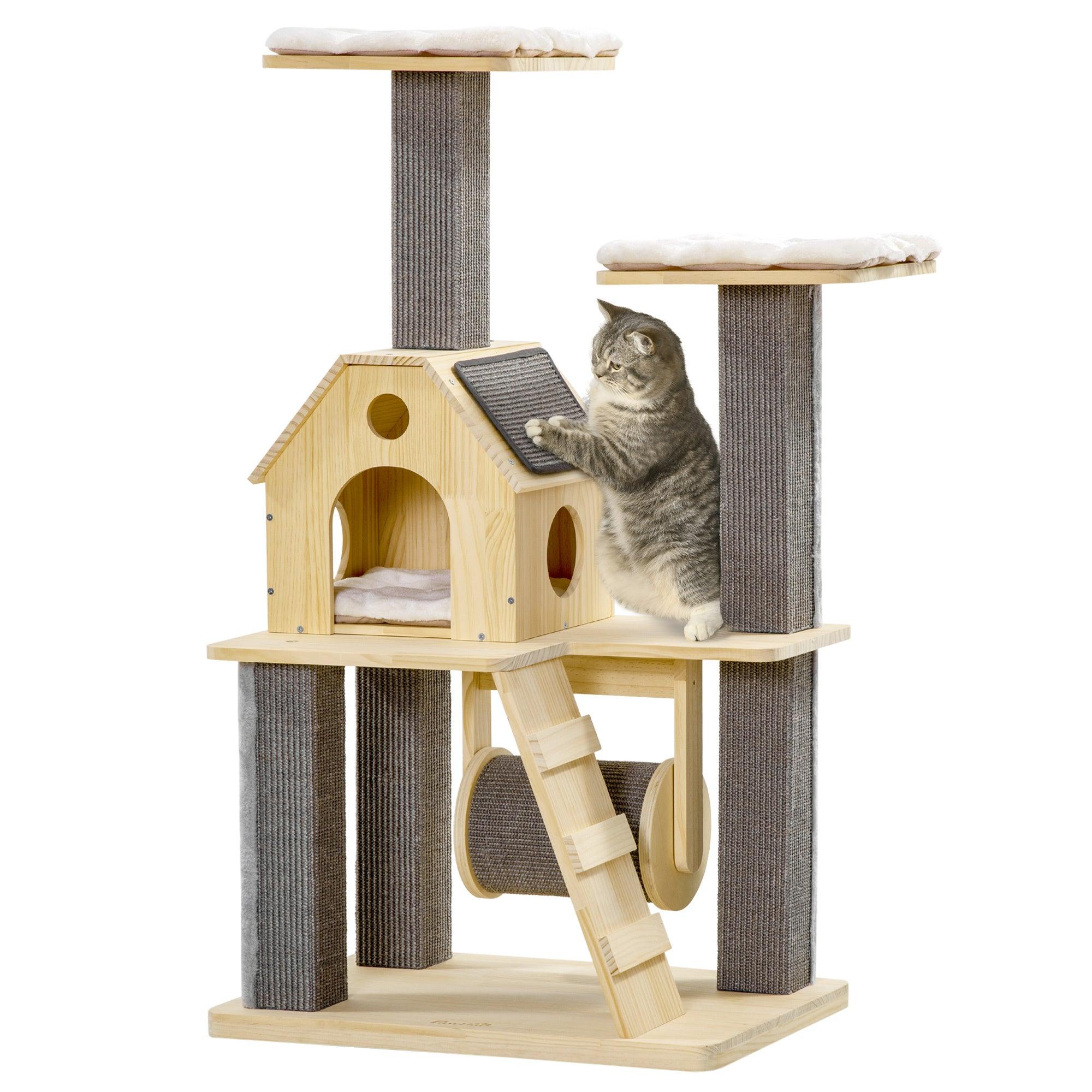 Premium Cat Tree for Indoor Cats - Modern Cat Tower with Scratching Posts, Cozy Perches, Spinning Toys & Ladder - Durable Cat Condo for Climbing, Scratching & Play - Perfect for Small Spaces, Apartments & Multi-Cat Homes
