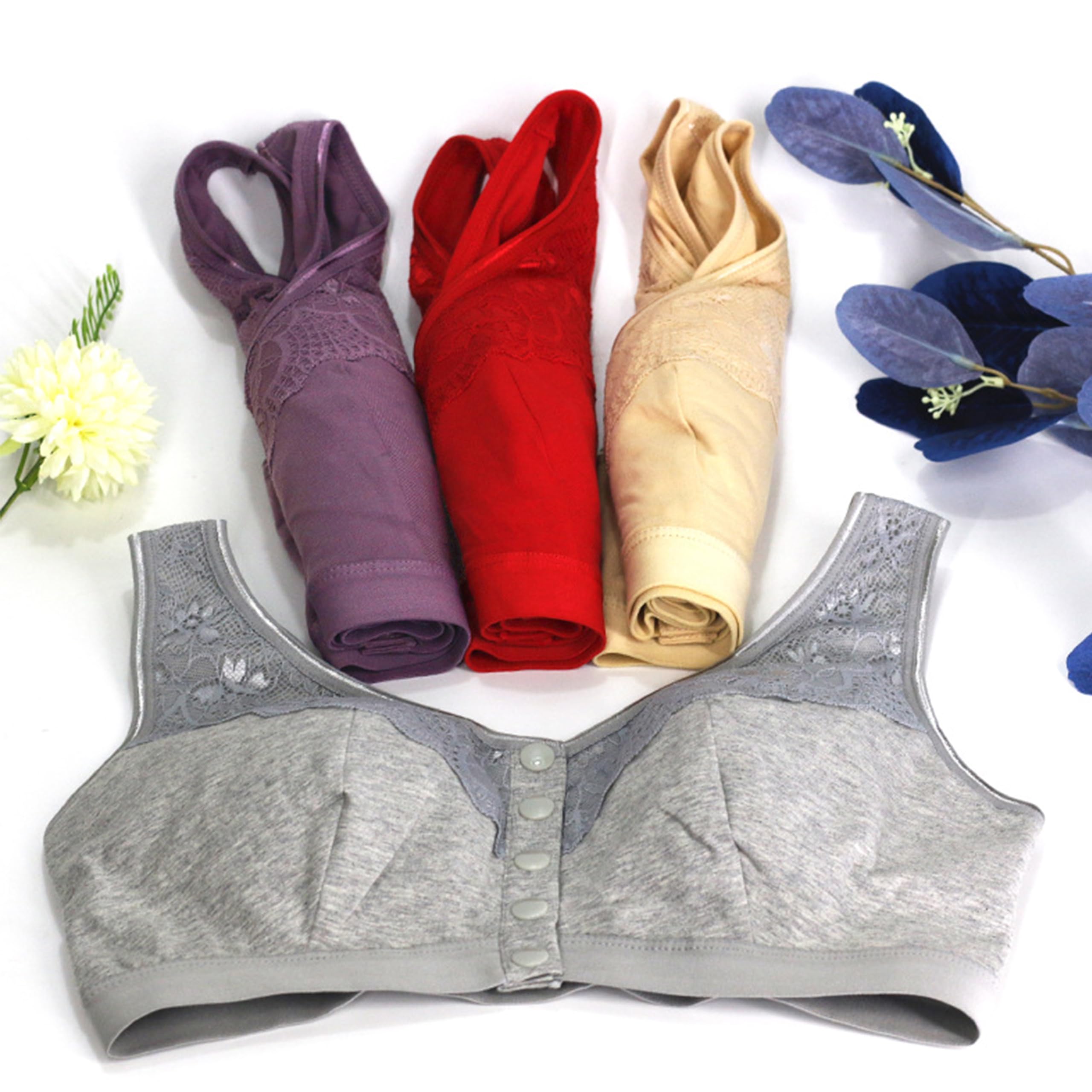 Giltpeak Post Surgery Front Closure Bra - Cotton Mastectomy Bras with Pockets, Wire-Free Comfort & Wide Shoulder Straps - Ideal for Recovery After Breast Surgery, Lumpectomy or Mastectomy