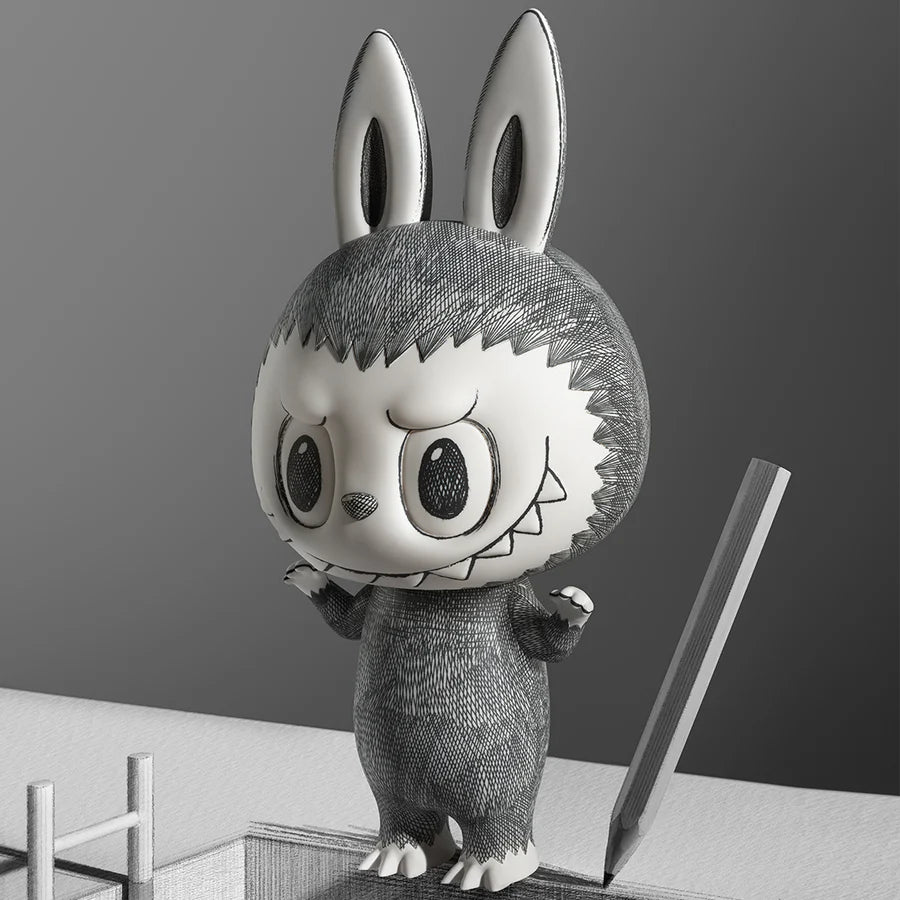 POP MART MEGA LABUBU 400% Sketch Figure - Limited Edition Collectible Art Toy for Display & Decoration | Perfect for Anime Fans, Office Desk Decor, and Gift Giving
