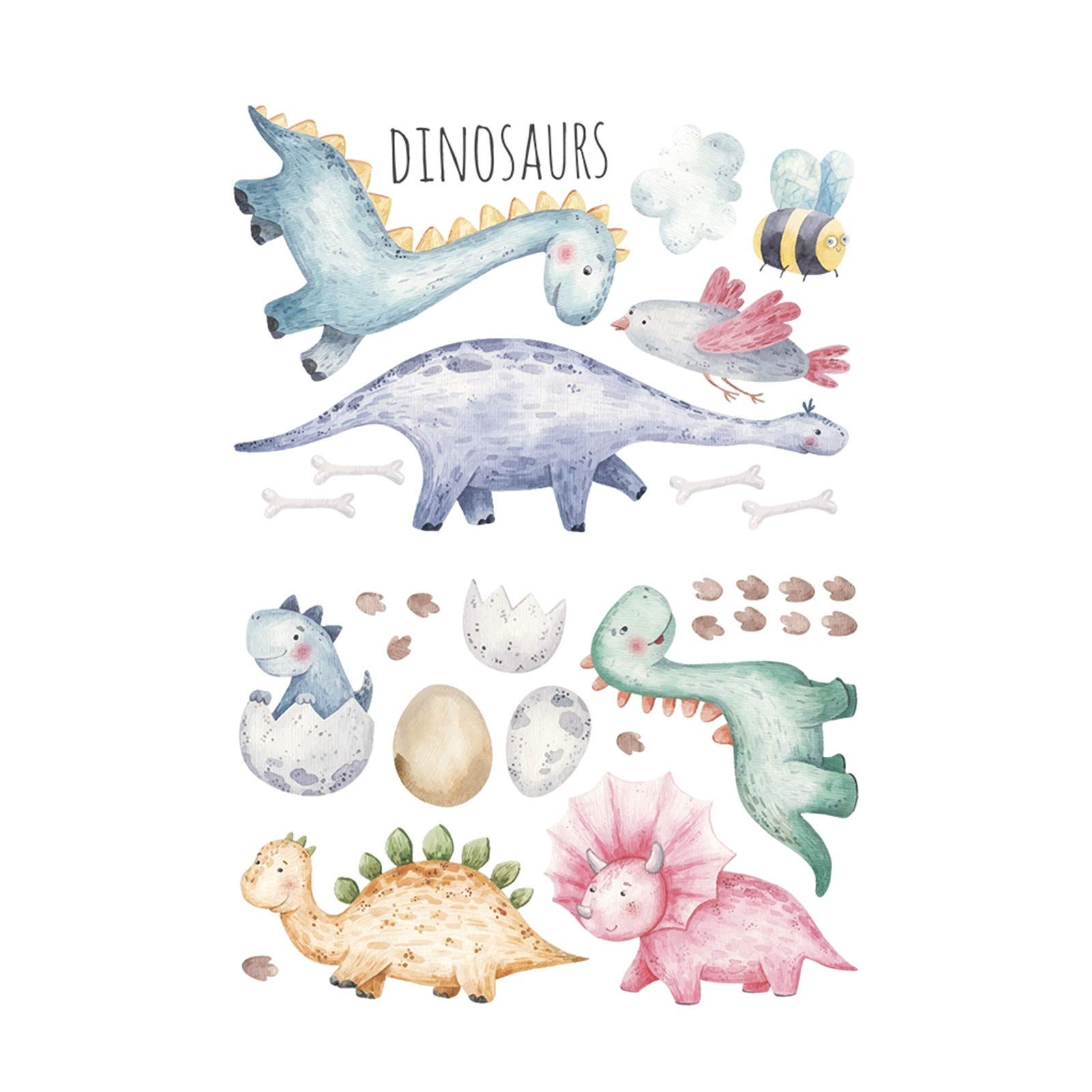 Dinosaur Wall Stickers for Kids - PVC Dinosaur Decals, Colorful Room Decor, Letter Stickers for Bedroom & Nursery - Perfect for Boys' Room, Playroom & Classroom Decor