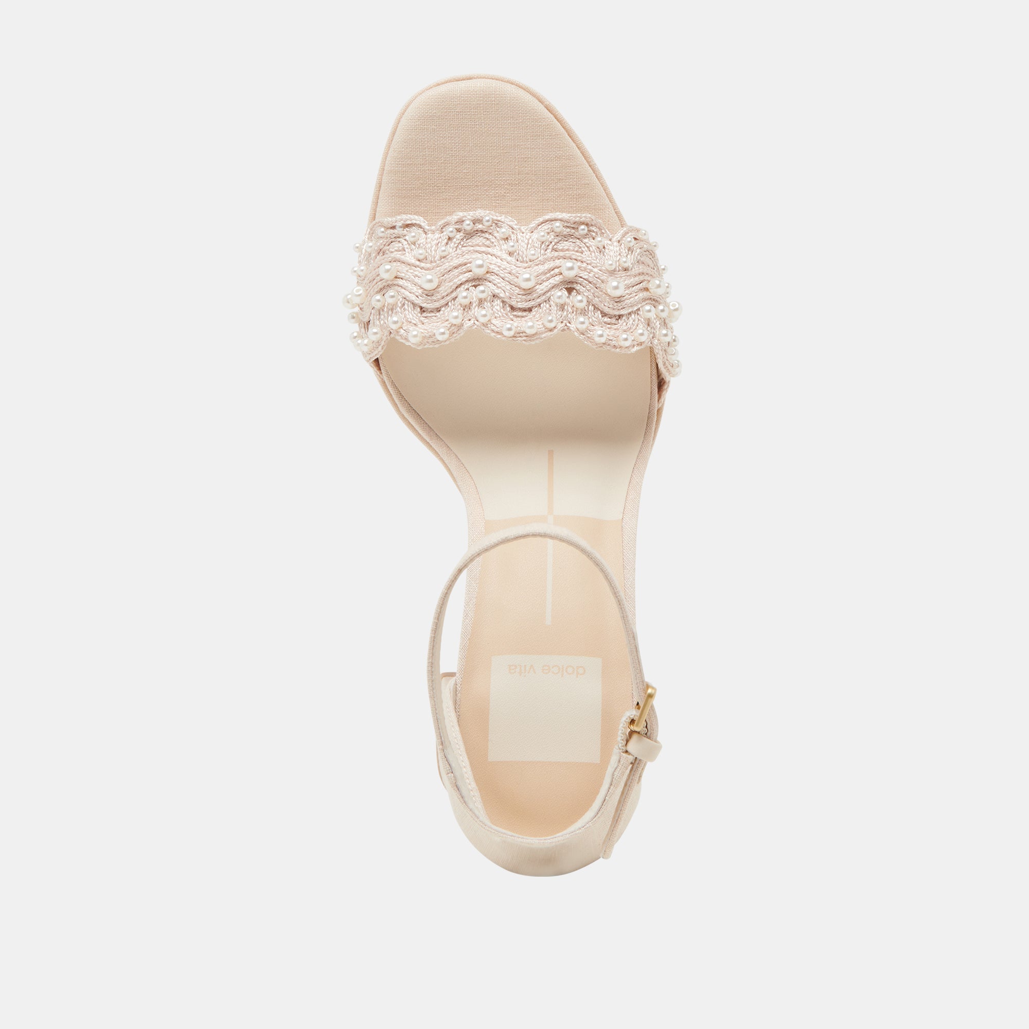 PELTIN Women's Pearl Embellished Heels - Vanilla Woven Raffia Sandals for Summer Weddings & Beach Parties