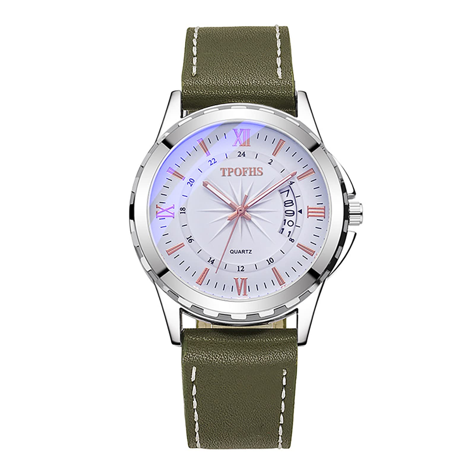 GBA800UC-2A Men's Fashion Watch with Gemstone-Inspired Design & Genuine Leather Strap - Perfect for Business, Casual Wear & Special Occasions