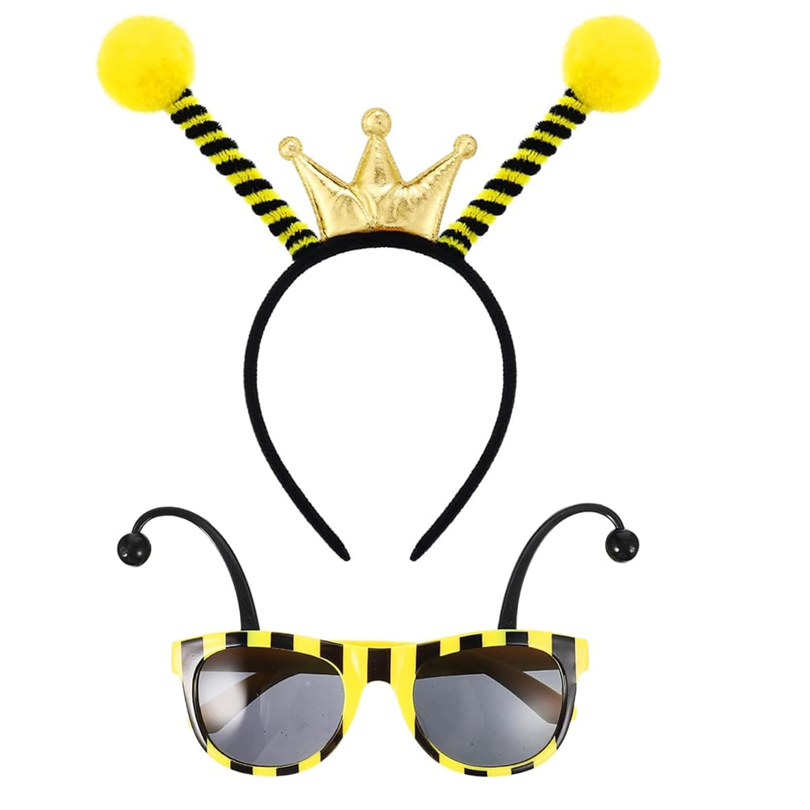 Cute Bee Headband Set - Tentacle Headbands, Antenna Hair Bands, Pom Pom Boppers for Halloween Costume, Cosplay, Party Favors & Dress-Up Accessories - Perfect for Kids & Adults Costume Parties, Themed Events & Photo Props